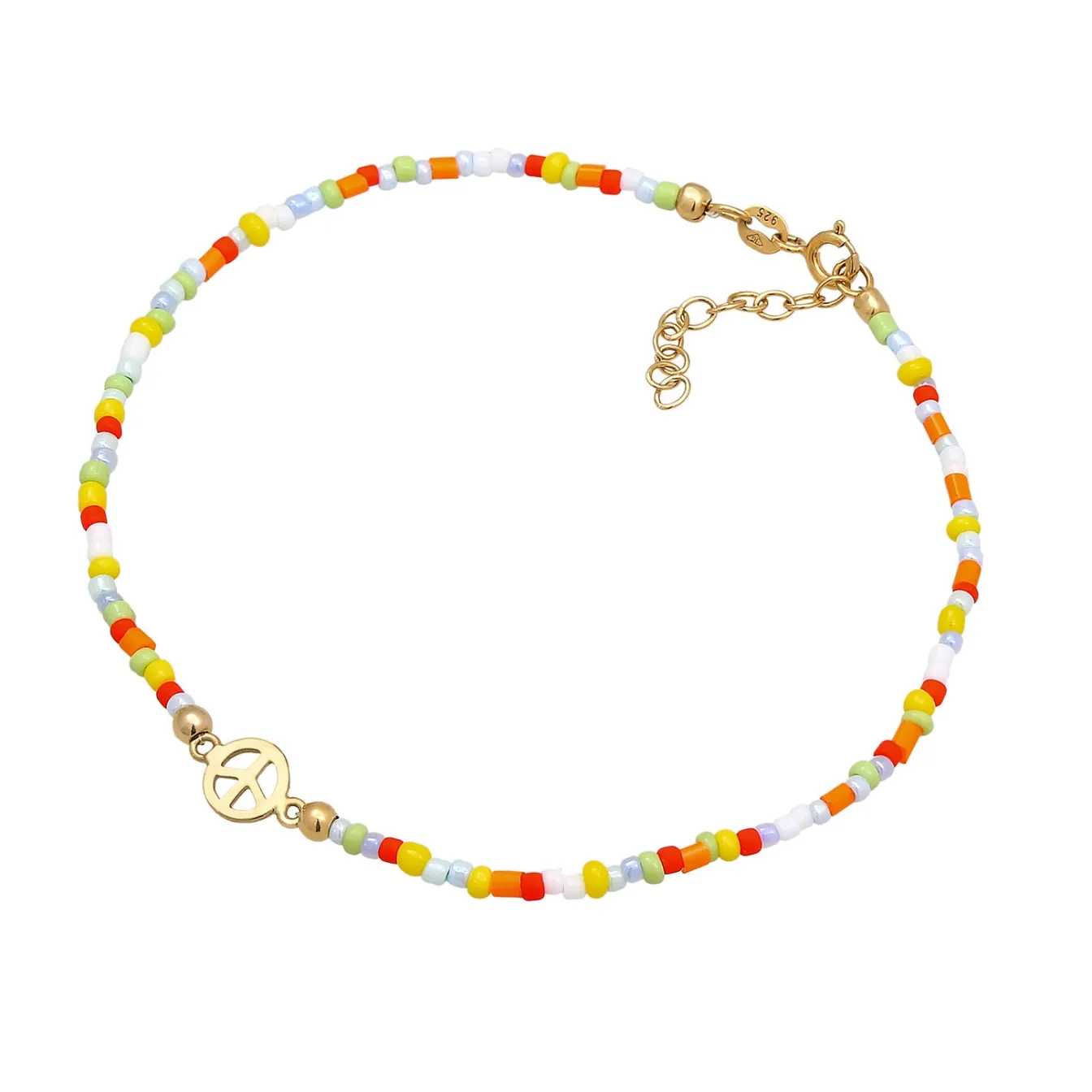 Elli "Fußkettchen Peace Beads< Fußschmuck|Silber