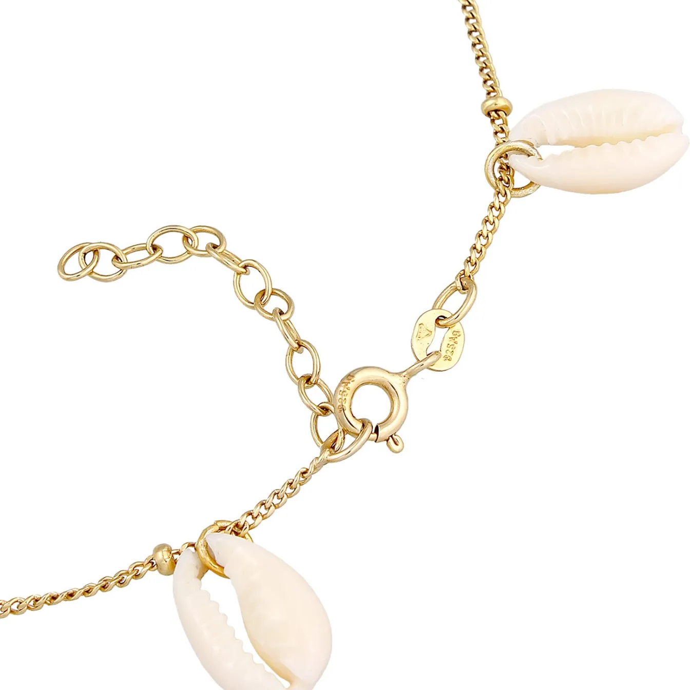 Elli "Fußkettchen Plättchen | Kauri Muschel< Fußschmuck|Silber