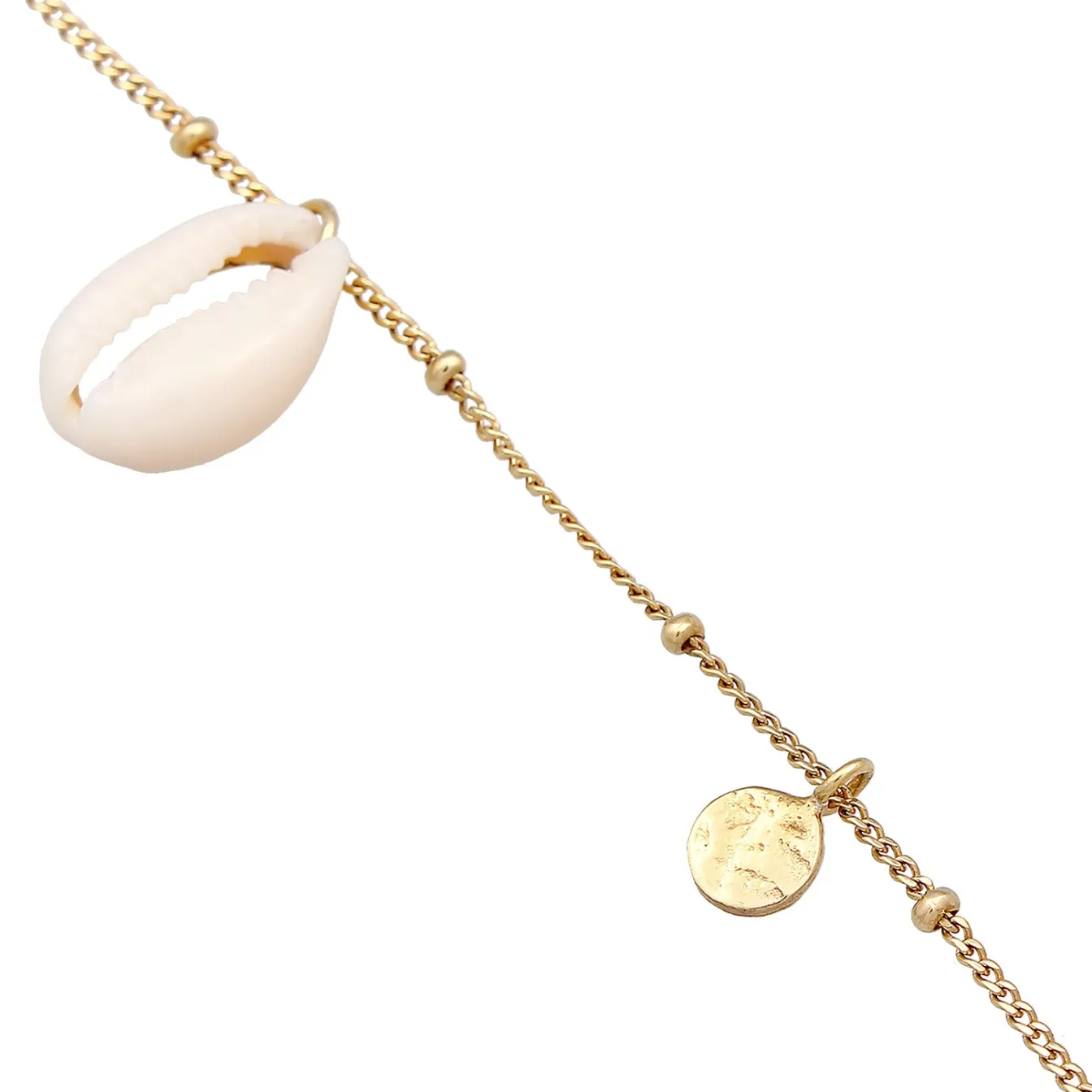 Elli "Fußkettchen Plättchen | Kauri Muschel< Fußschmuck|Silber
