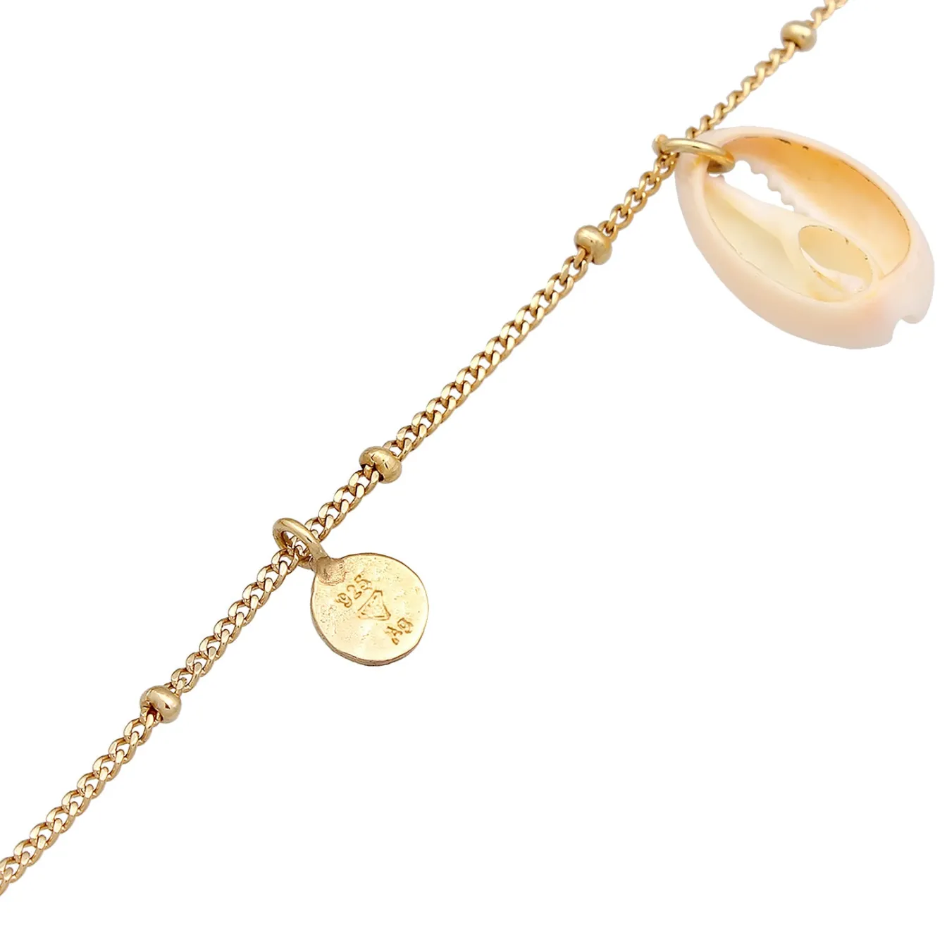 Elli "Fußkettchen Plättchen | Kauri Muschel< Fußschmuck|Silber