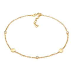 Elli "Fußkettchen Plättchen | Kristalle (Weiß)< Fußschmuck|Silber