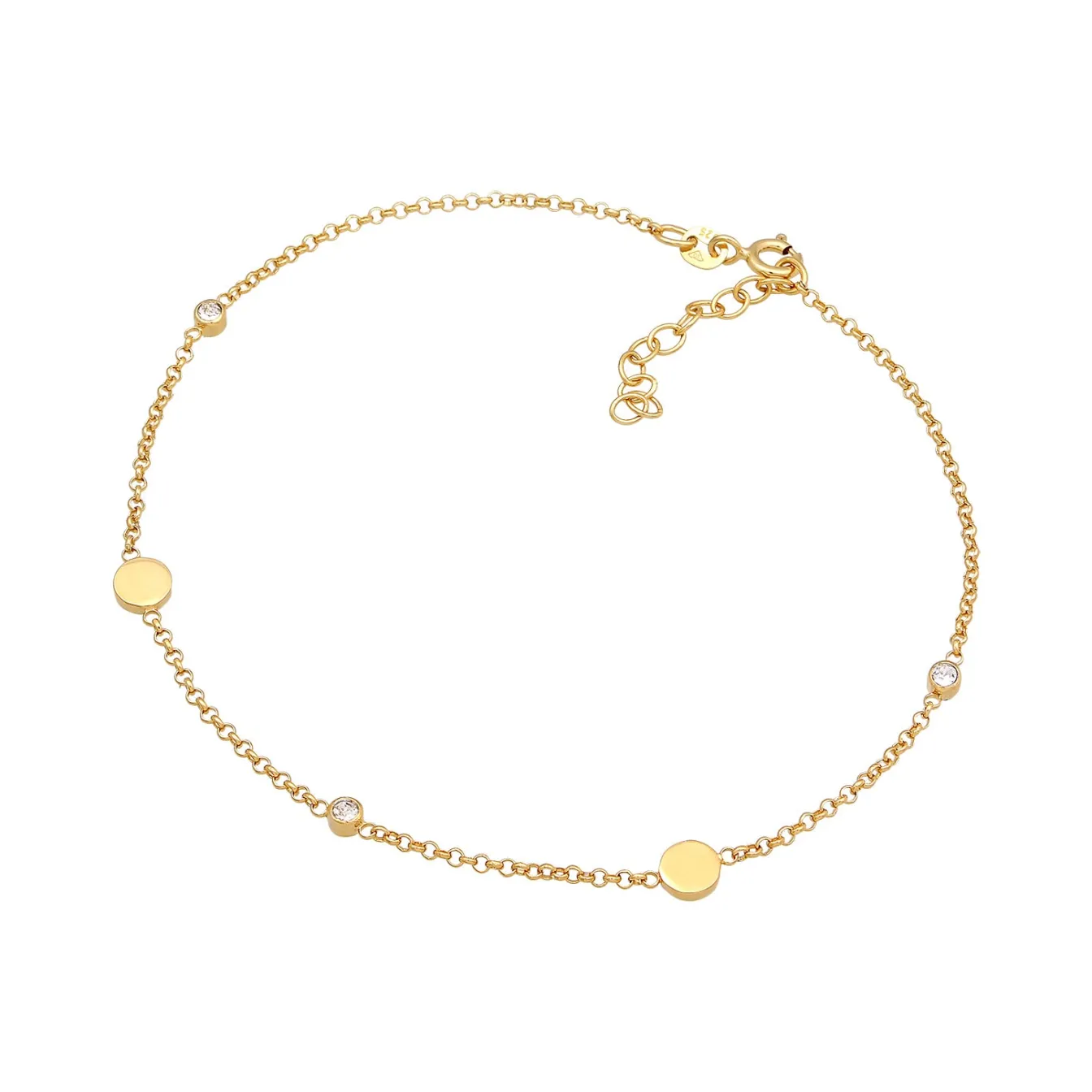Elli "Fußkettchen Plättchen | Kristalle (Weiß)< Fußschmuck|Silber