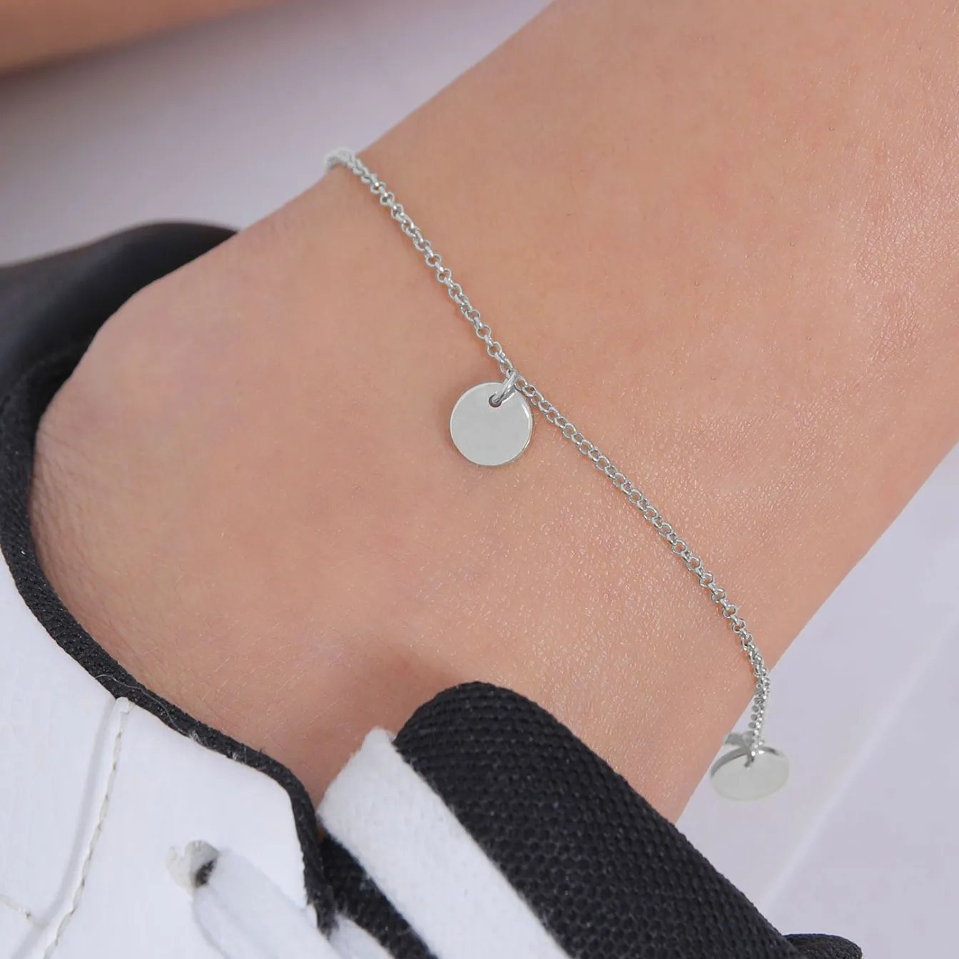 Elli "Fußkettchen Plättchen Geo< Fußschmuck|Silber