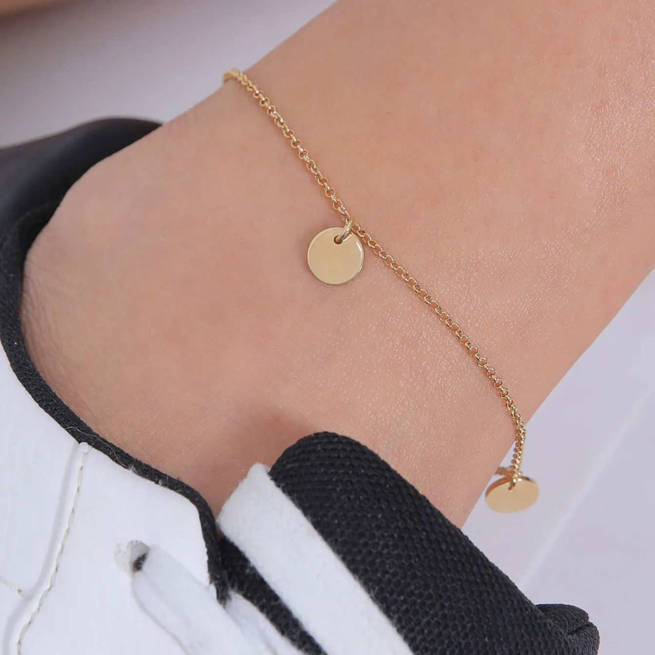 Elli "Fußkettchen Plättchen Geo< Fußschmuck|Silber