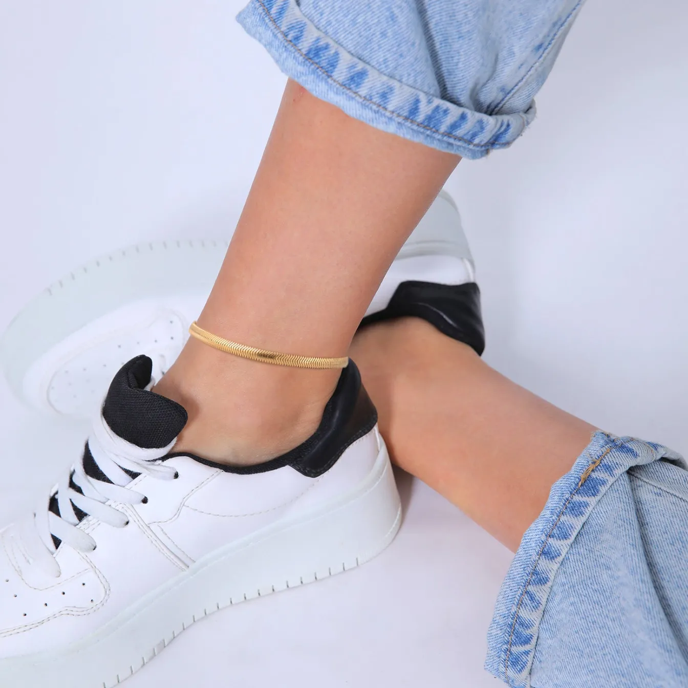 Elli "Fußkettchen Schlagenkette< Fußschmuck|Silber