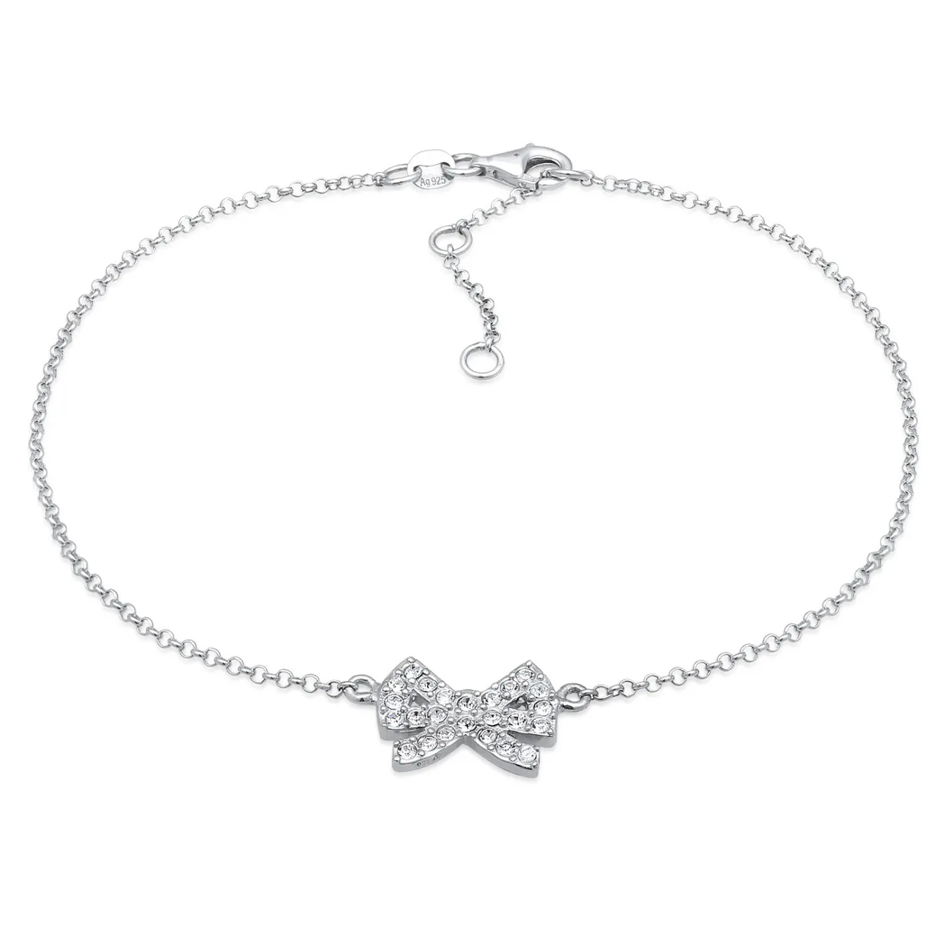 Elli "Fußkettchen Schleife | Kristall (Weiß)< Symbol-schmuck|Fußschmuck