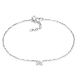 Elli "Fußkettchen Schmetterling | Zirkonia ( Weiß )<Kinder Kinderschmuck