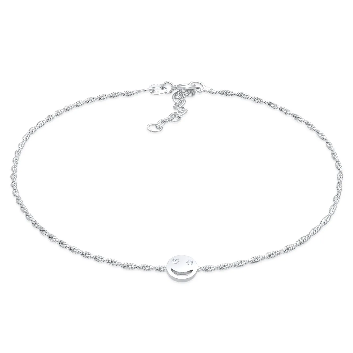 Elli "Fußkettchen Smiling | Kristall (Weiß)< Fußschmuck|Silber