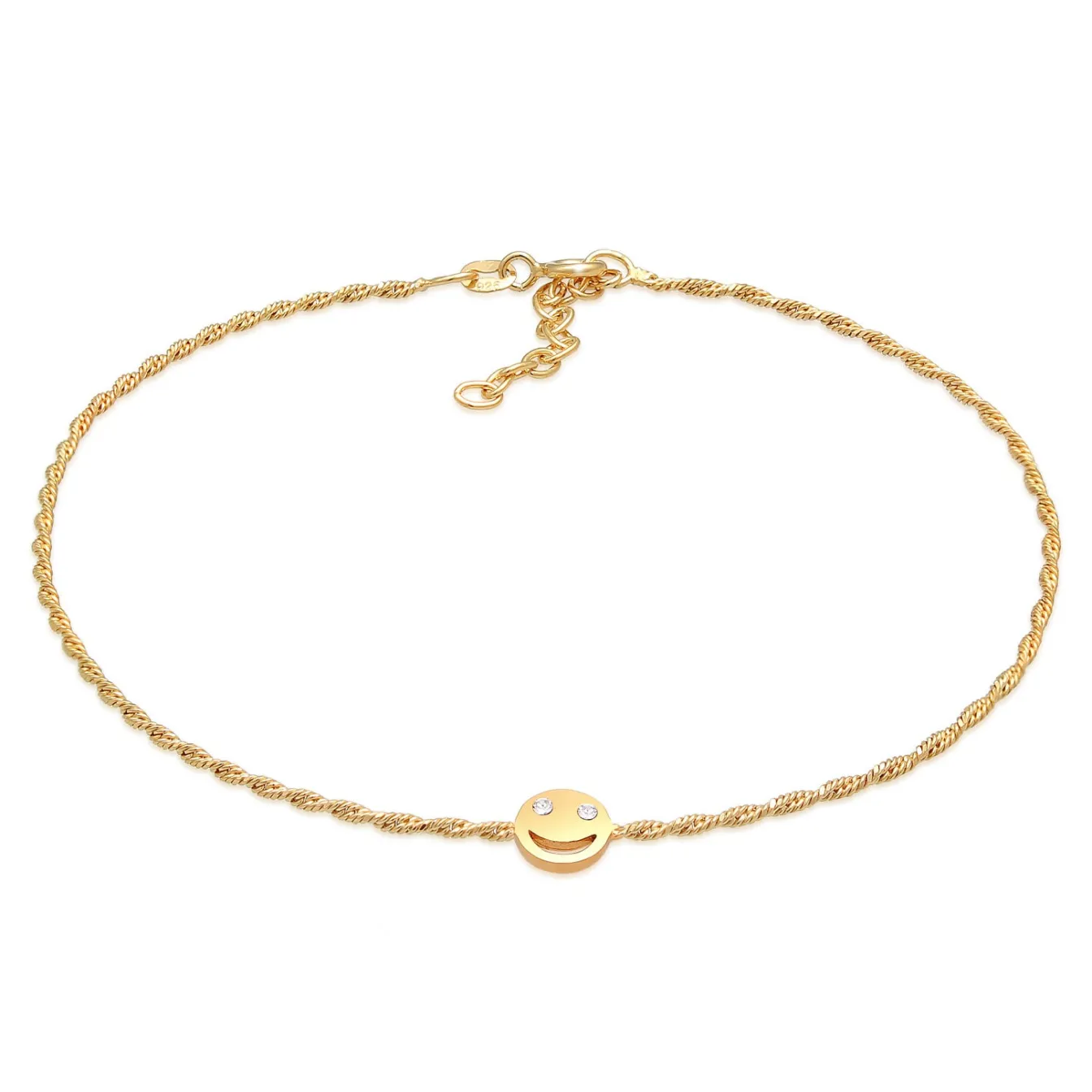 Elli "Fußkettchen Smiling | Kristall (Weiß)< Fußschmuck|Silber