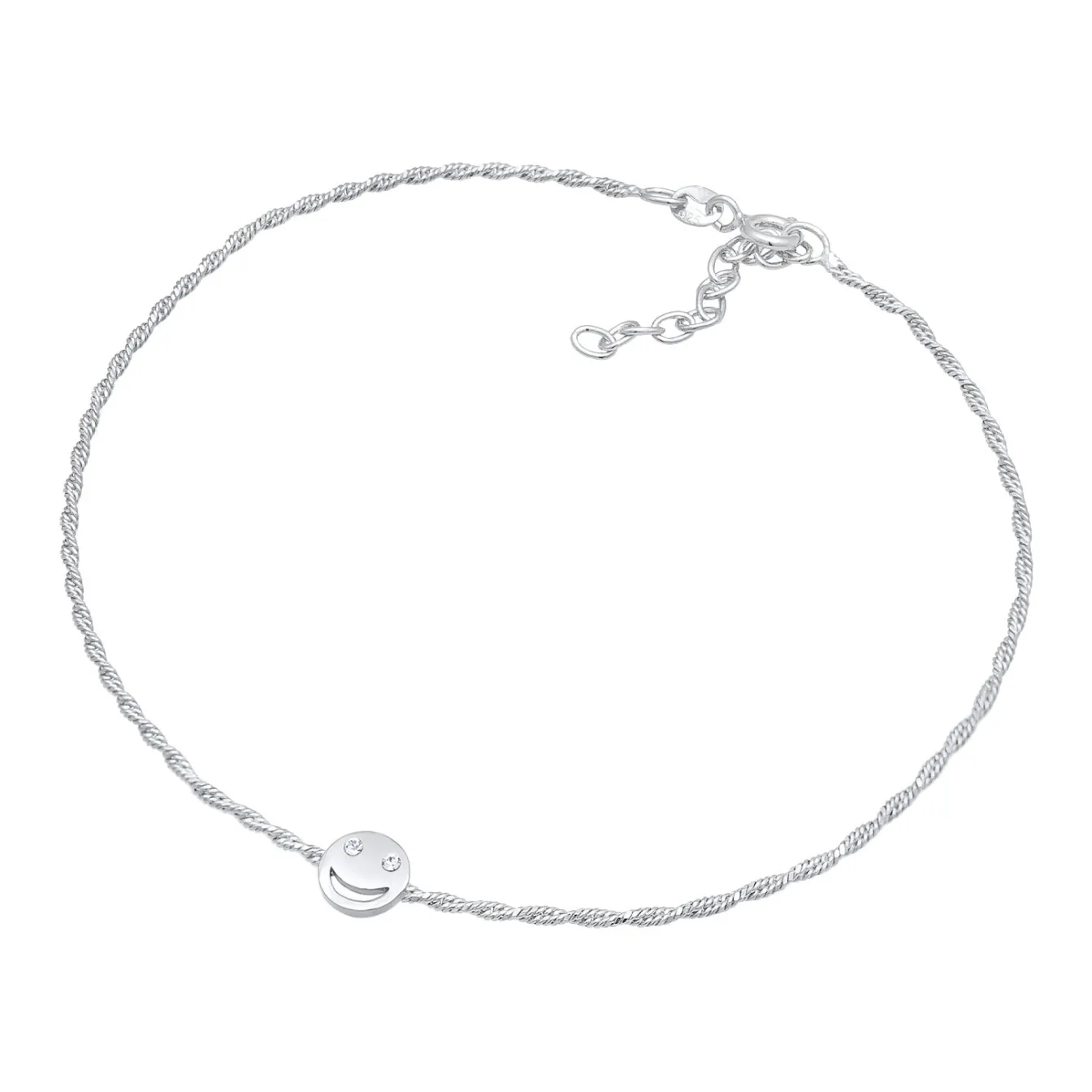 Elli "Fußkettchen Smiling | Kristall (Weiß)< Fußschmuck|Silber