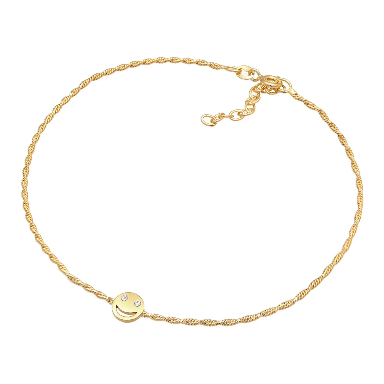 Elli "Fußkettchen Smiling | Kristall (Weiß)< Fußschmuck|Silber