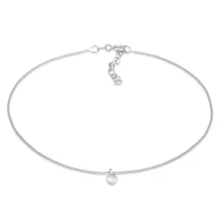 Elli "Fußkettchen Solitär Anhänger | Mondstein (Weiß)< Fußschmuck|Silber