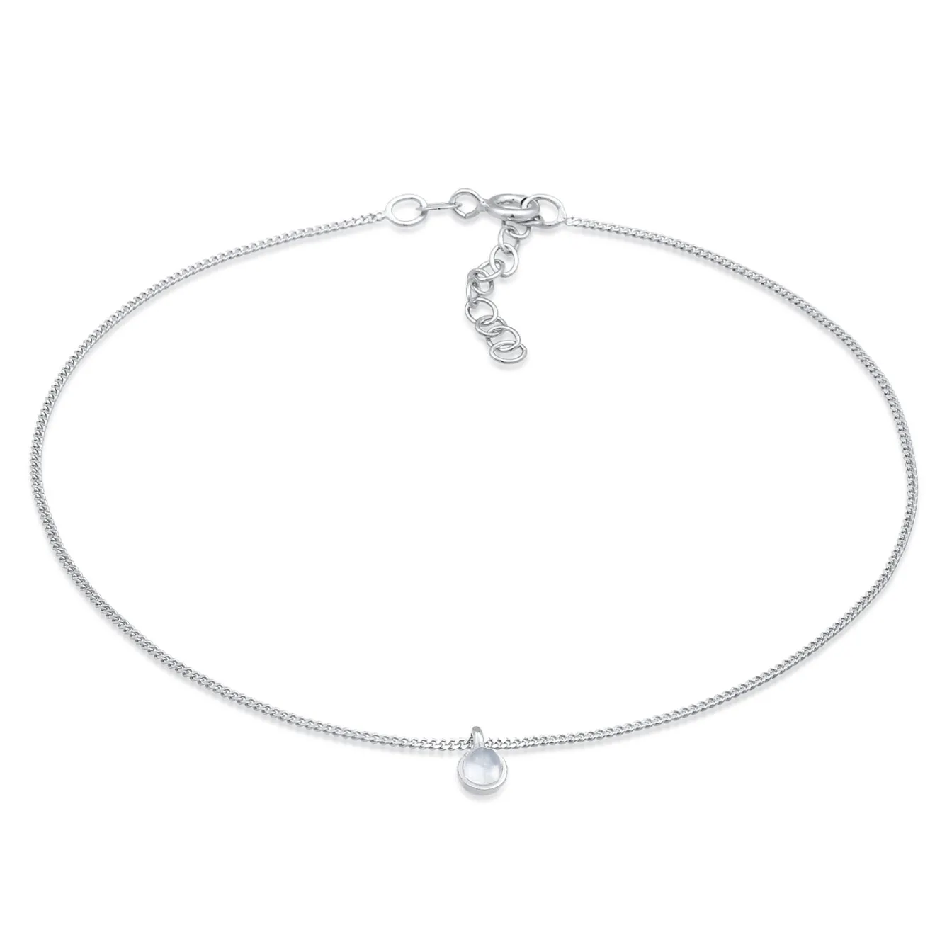 Elli "Fußkettchen Solitär Anhänger | Mondstein (Weiß)< Fußschmuck|Silber
