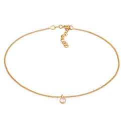 Elli "Fußkettchen Solitär Anhänger | Mondstein (Weiß)< Fußschmuck|Silber