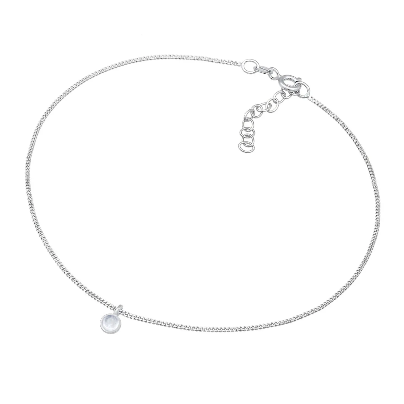 Elli "Fußkettchen Solitär Anhänger | Mondstein (Weiß)< Fußschmuck|Silber