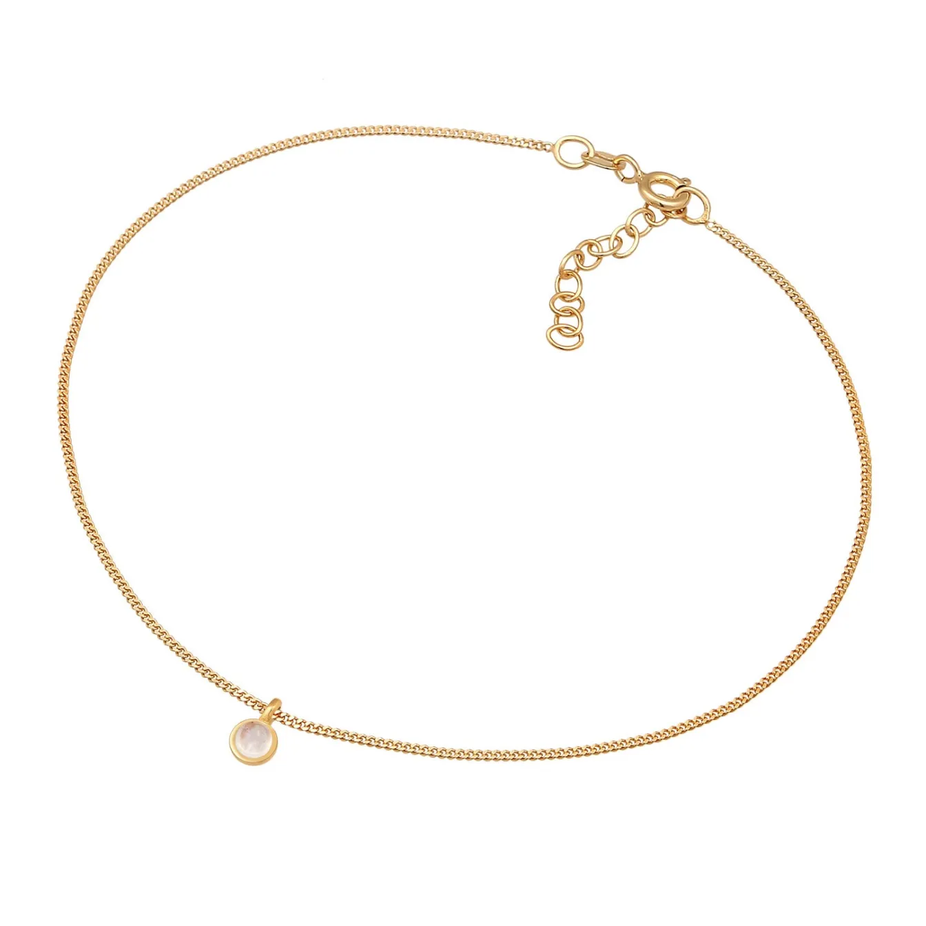 Elli "Fußkettchen Solitär Anhänger | Mondstein (Weiß)< Fußschmuck|Silber