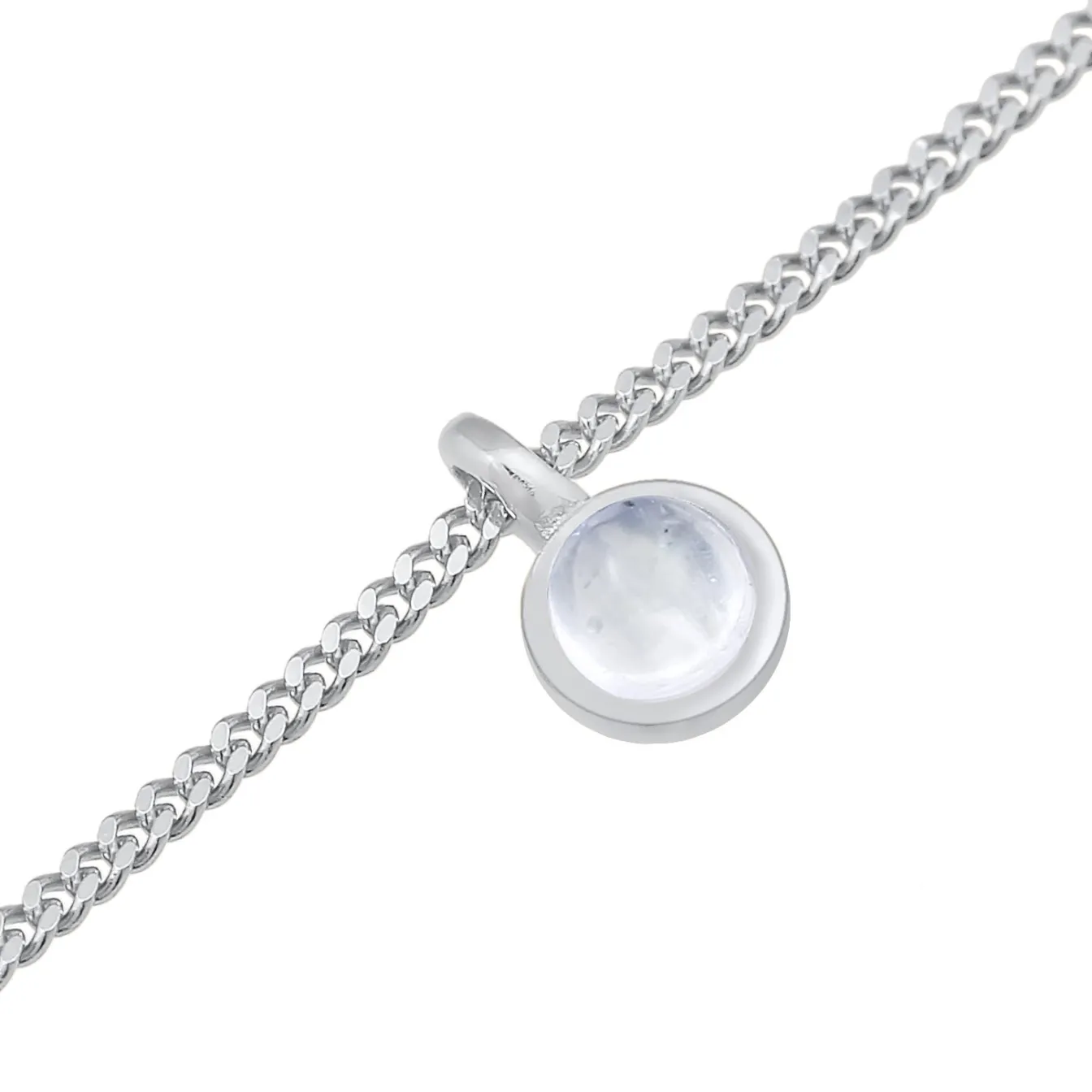Elli "Fußkettchen Solitär Anhänger | Mondstein (Weiß)< Fußschmuck|Silber