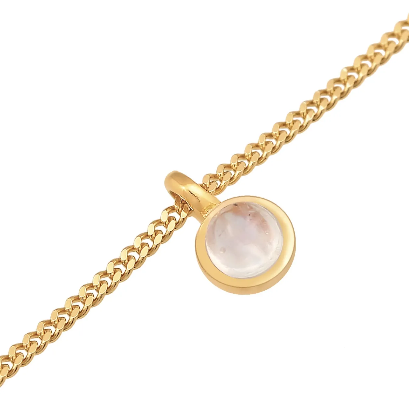 Elli "Fußkettchen Solitär Anhänger | Mondstein (Weiß)< Fußschmuck|Silber