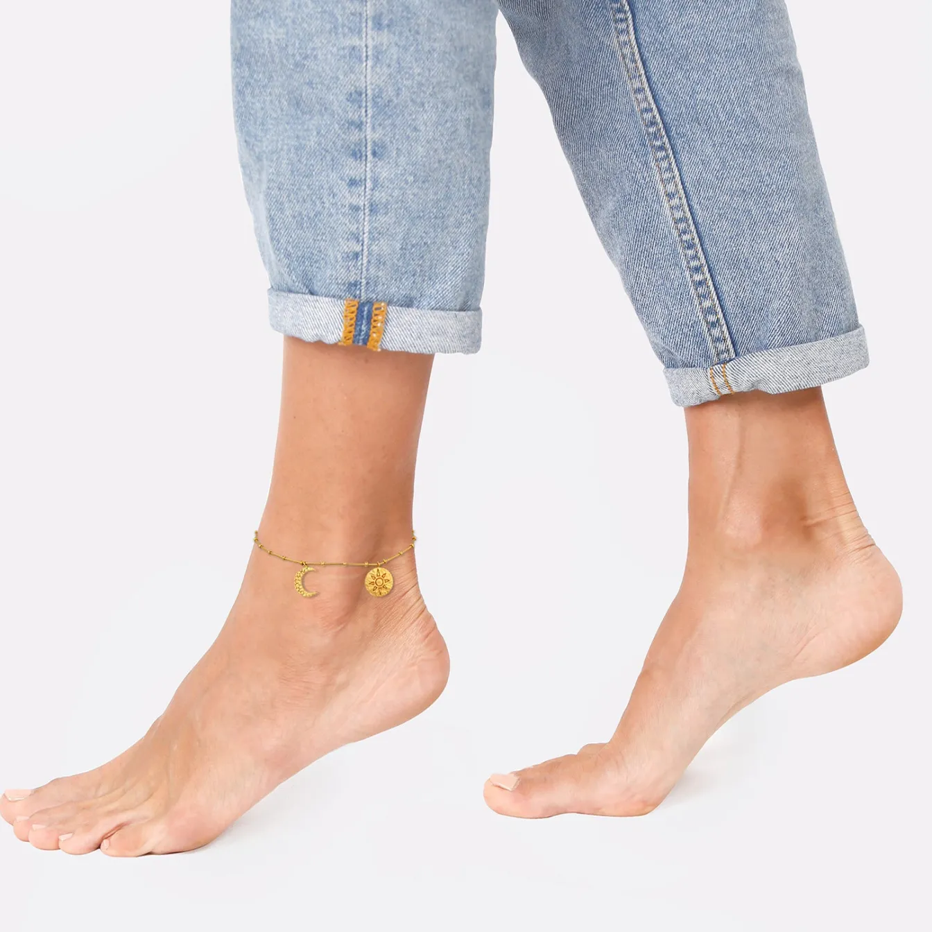 Elli "Fußkettchen Sonne Mond< Symbol-schmuck|Fußschmuck