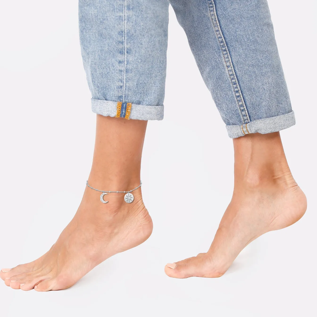 Elli "Fußkettchen Sonne Mond< Symbol-schmuck|Fußschmuck