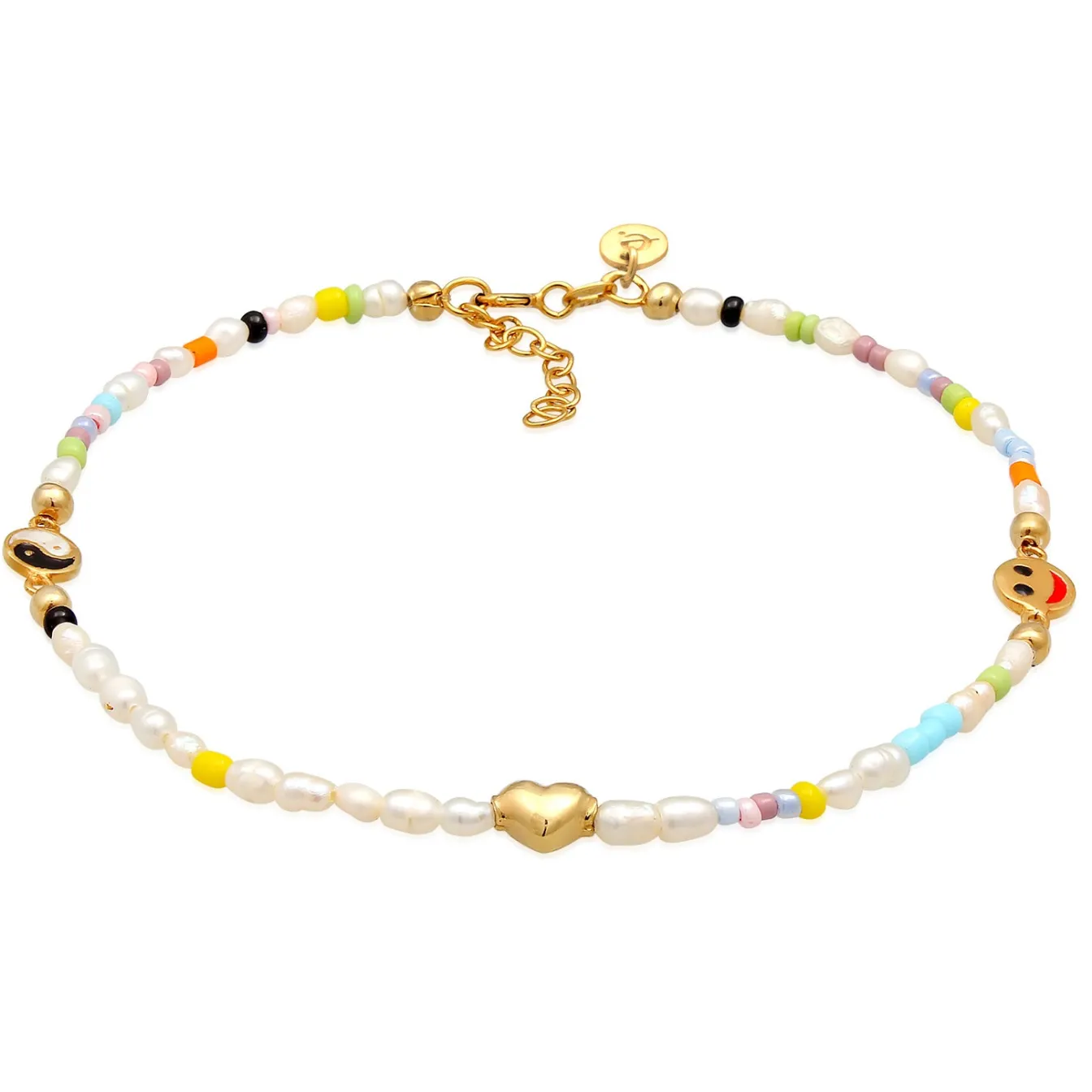 Elli "Fußkettchen Yin & Yang Herz< Symbol-schmuck|Herz-schmuck