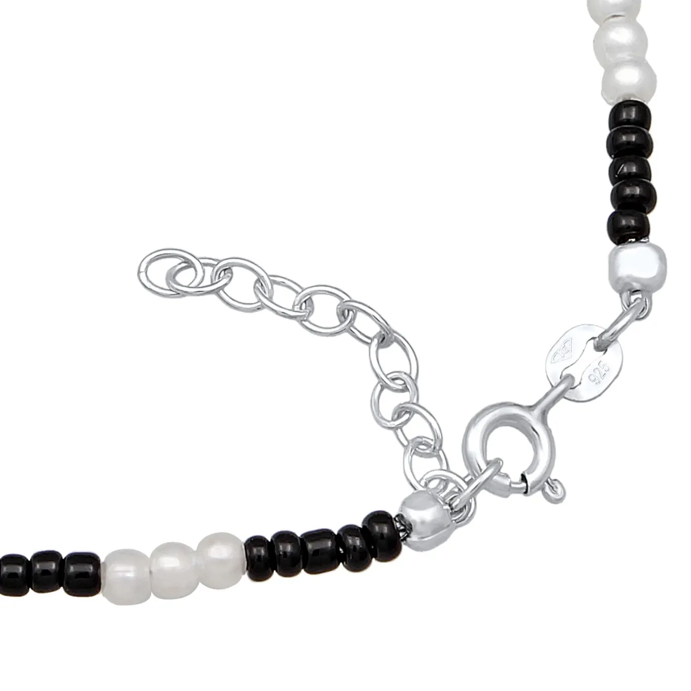 Elli "Fußkettchen Ying Yang | synth. Perlen< Symbol-schmuck|Perlen