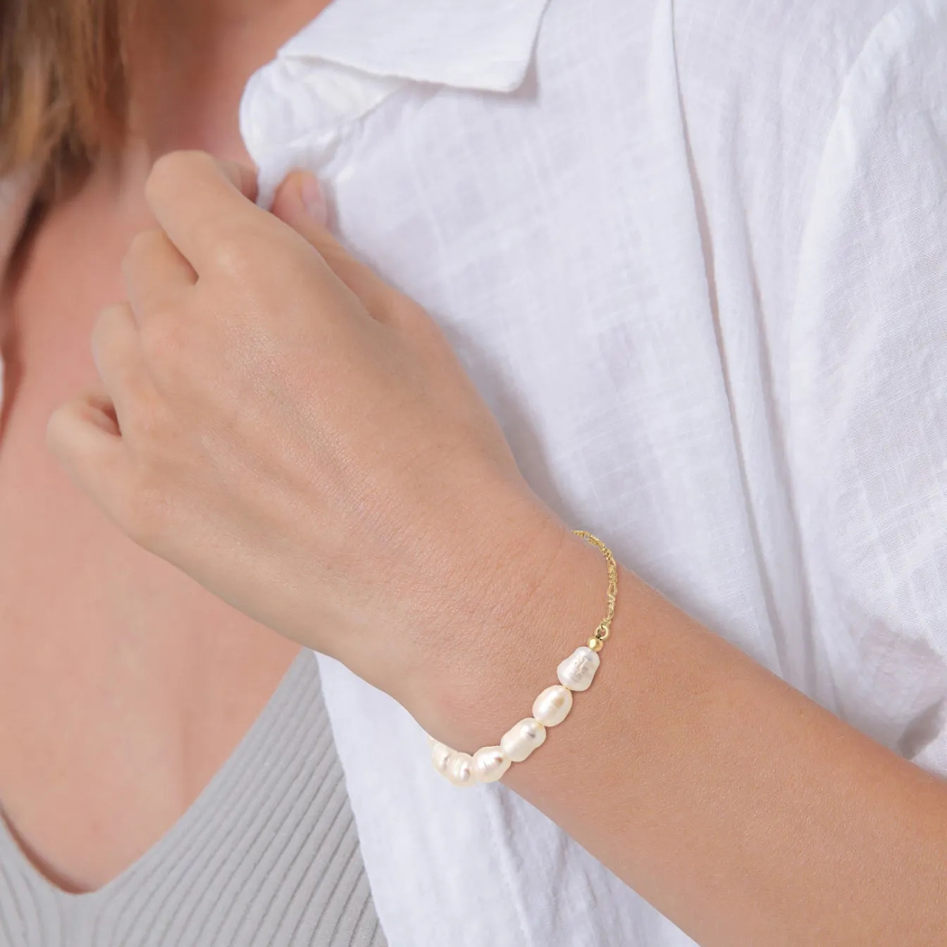 Elli "Glieder-Armband | Süßwasserperlen< Hochzeit|Perlen