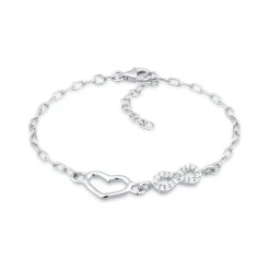 Elli "Glieder-Armband Herz Infinity | Glas Kristalle (Weiß)< Vergoldet|Symbol-schmuck