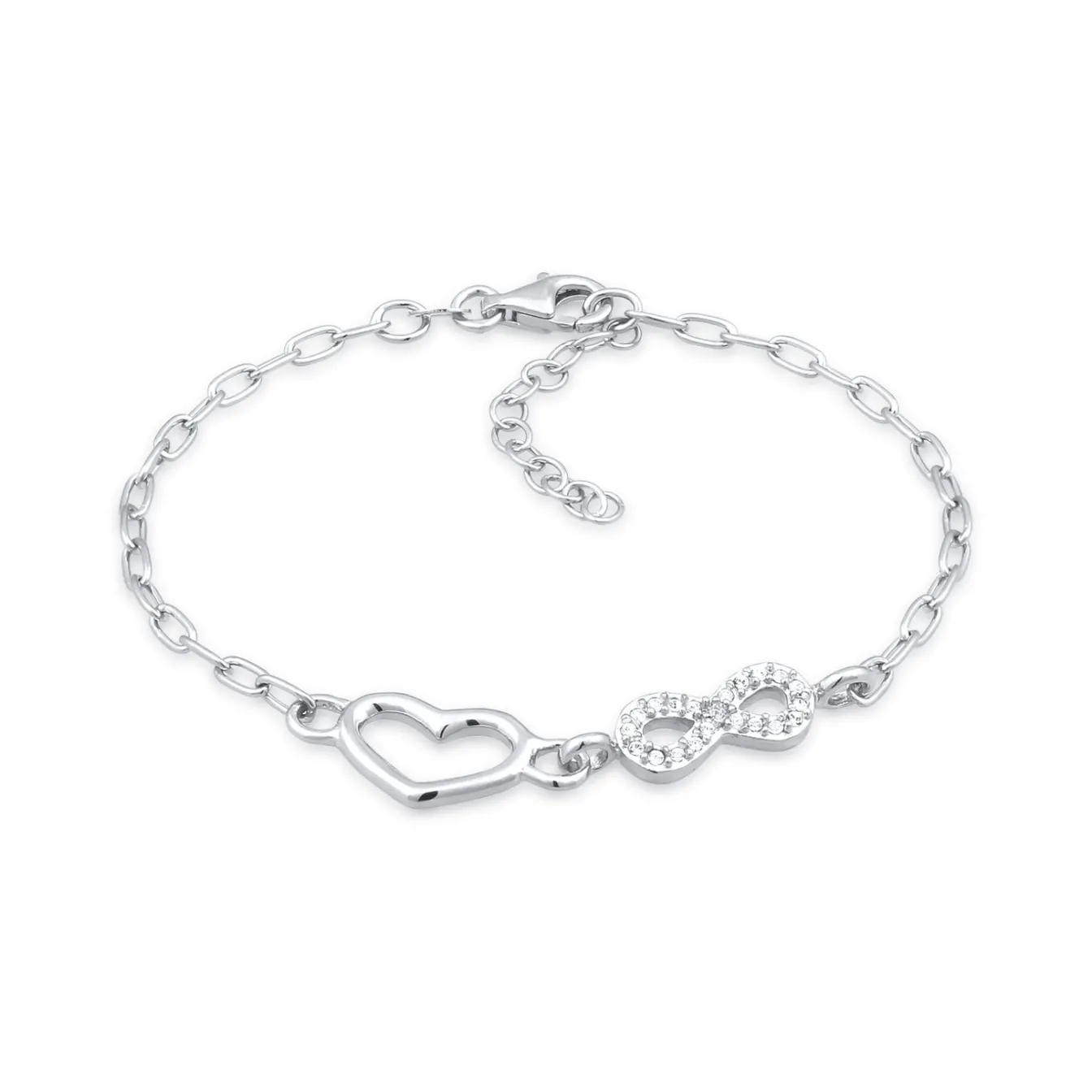 Elli "Glieder-Armband Herz Infinity | Glas Kristalle (Weiß)< Vergoldet|Symbol-schmuck