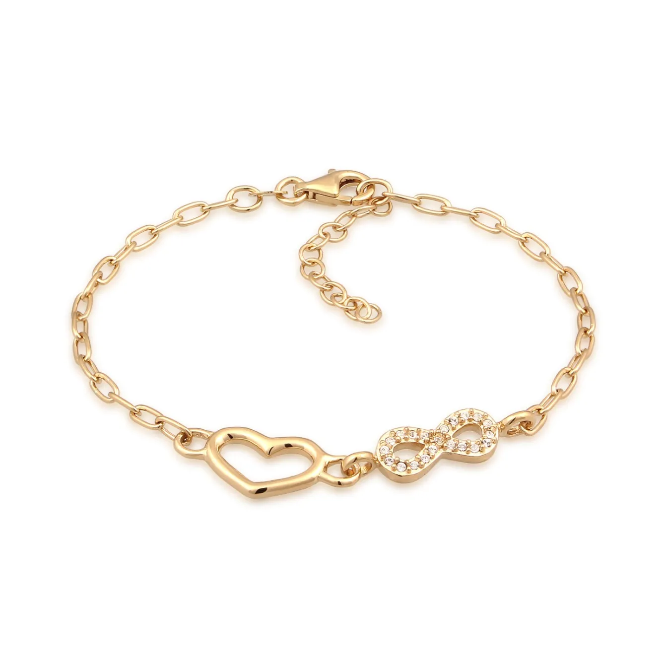 Elli "Glieder-Armband Herz Infinity | Glas Kristalle (Weiß)< Vergoldet|Symbol-schmuck