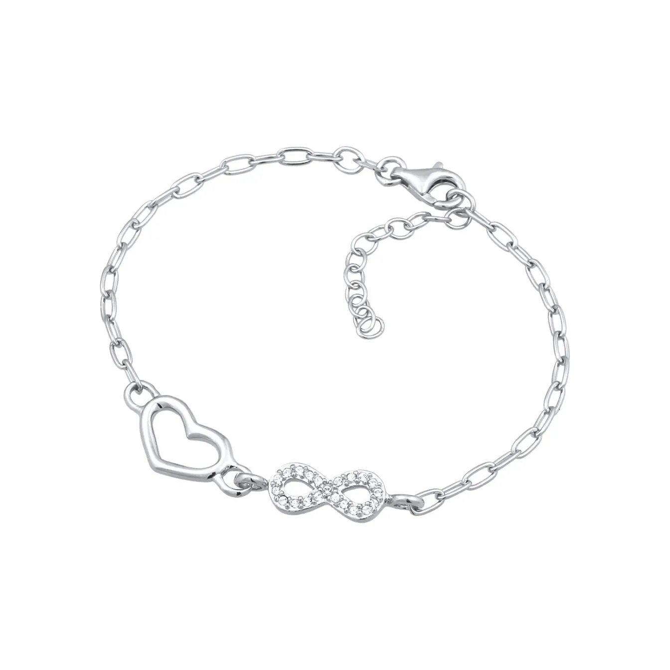 Elli "Glieder-Armband Herz Infinity | Glas Kristalle (Weiß)< Vergoldet|Symbol-schmuck