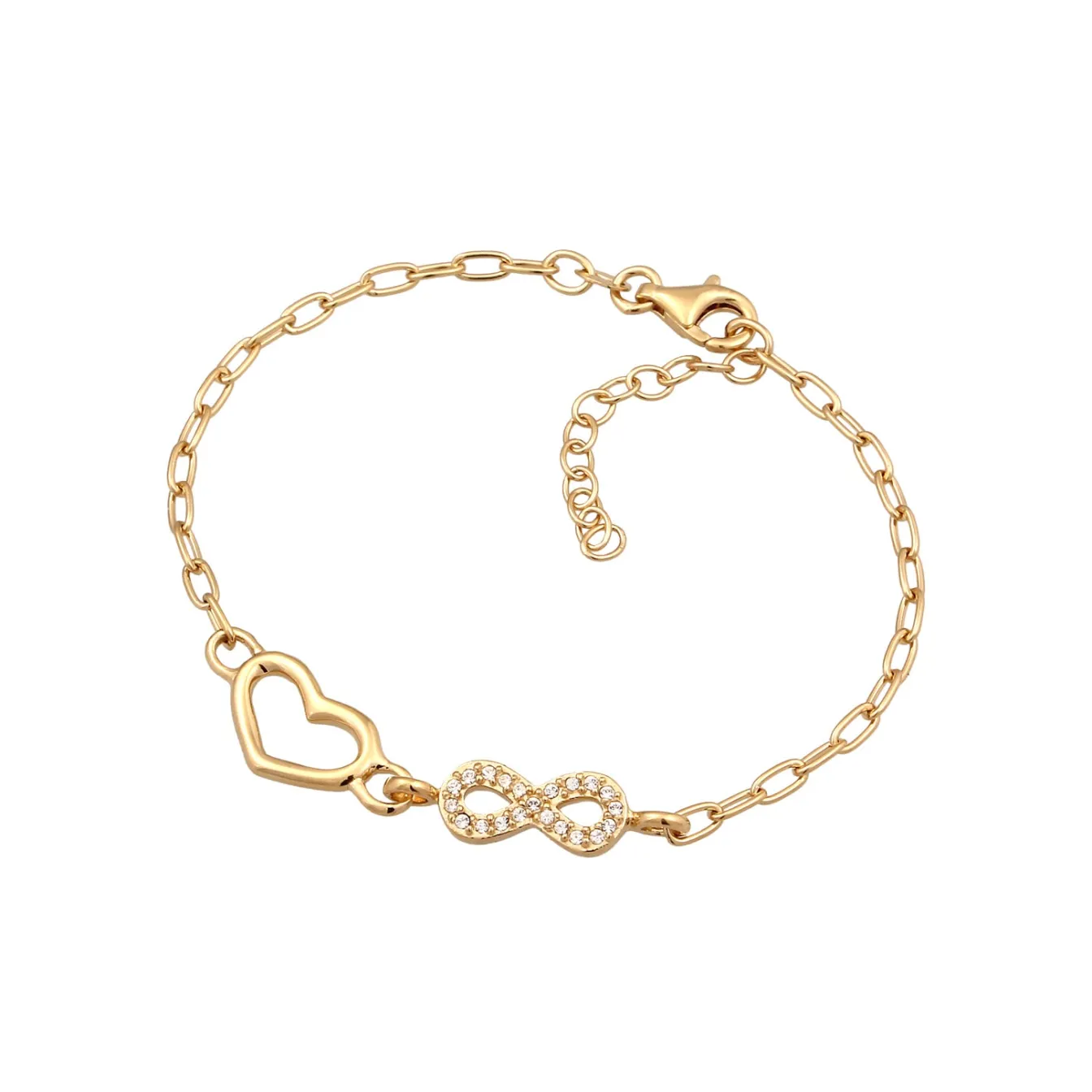 Elli "Glieder-Armband Herz Infinity | Glas Kristalle (Weiß)< Vergoldet|Symbol-schmuck