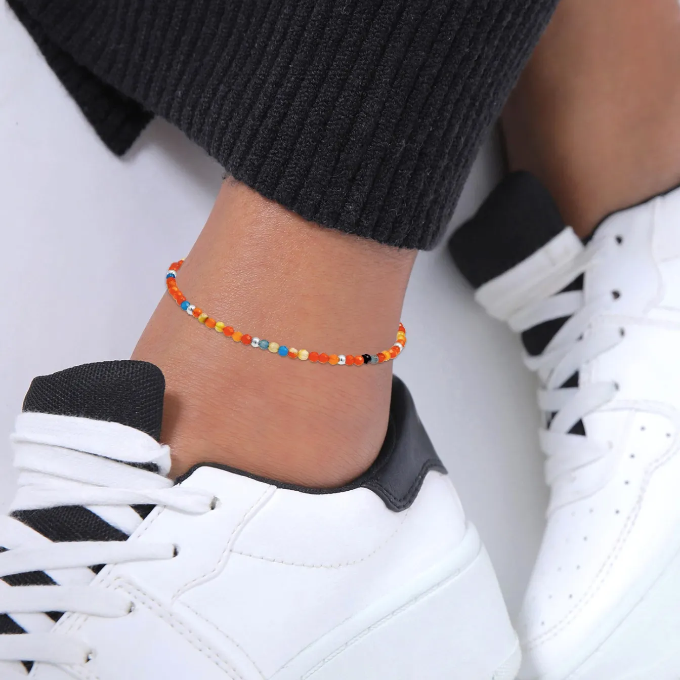 Elli "Glieder-Fußkettchen | Achat ( Orange )< Fußschmuck|Silber