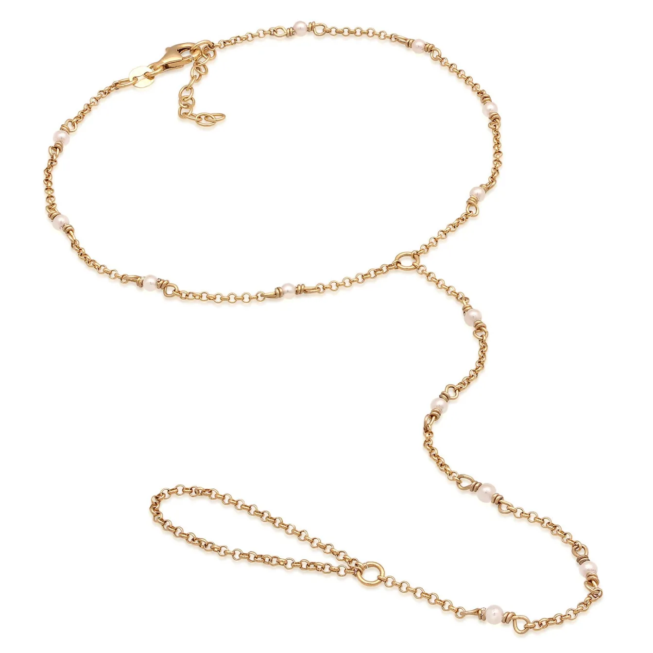 Elli "Glieder-Fußkettchen | Muschelkernperlen< Vergoldet|Fußschmuck
