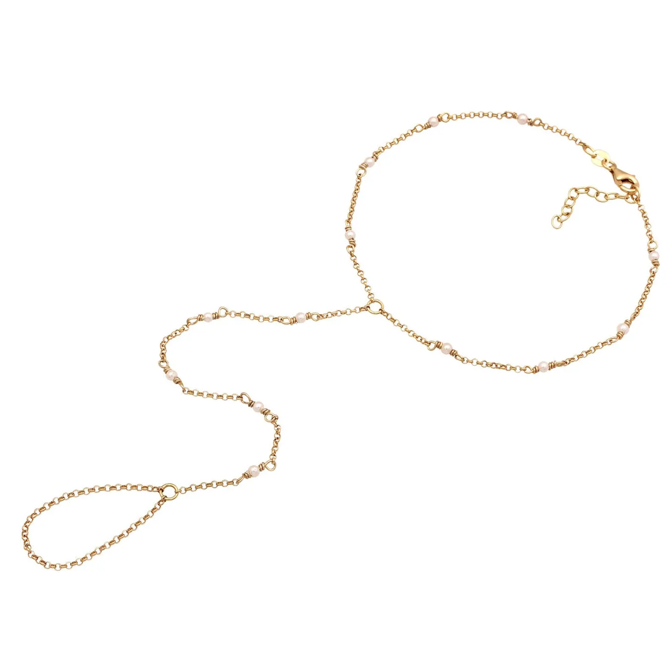 Elli "Glieder-Fußkettchen | Muschelkernperlen< Vergoldet|Fußschmuck