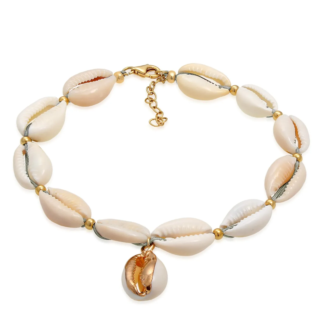 Elli "Glieder-Fußkettchen Muschel< Fußschmuck|Vergoldet