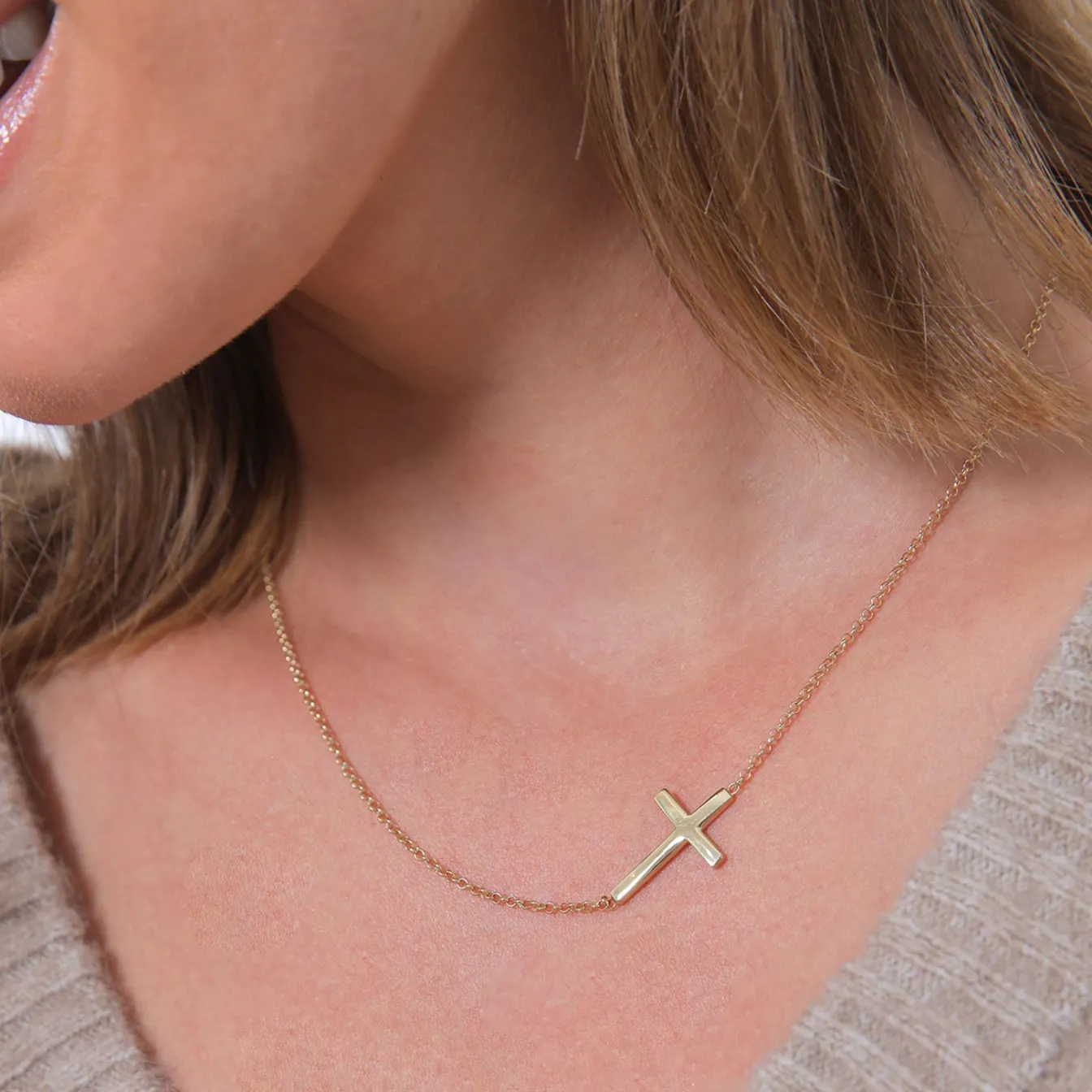 Elli "Glieder-Halskette Kreuz< Roségold|Symbol-schmuck