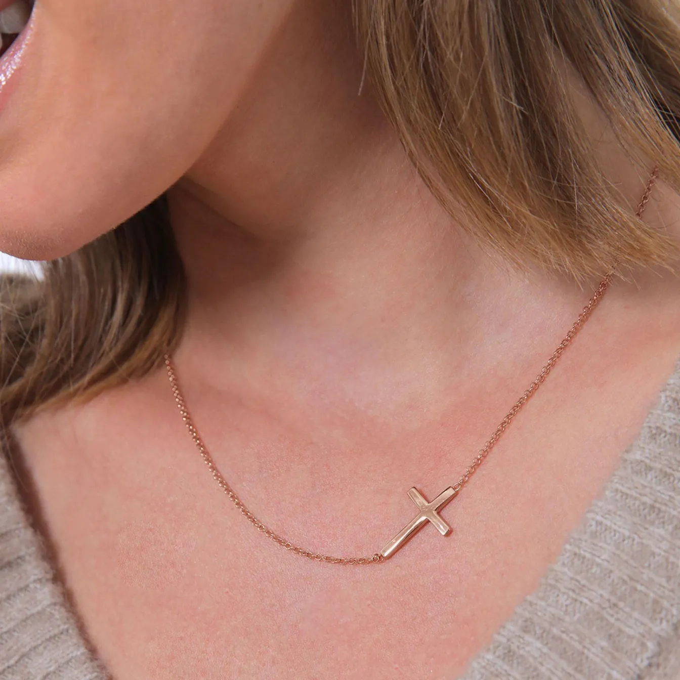 Elli "Glieder-Halskette Kreuz< Roségold|Symbol-schmuck