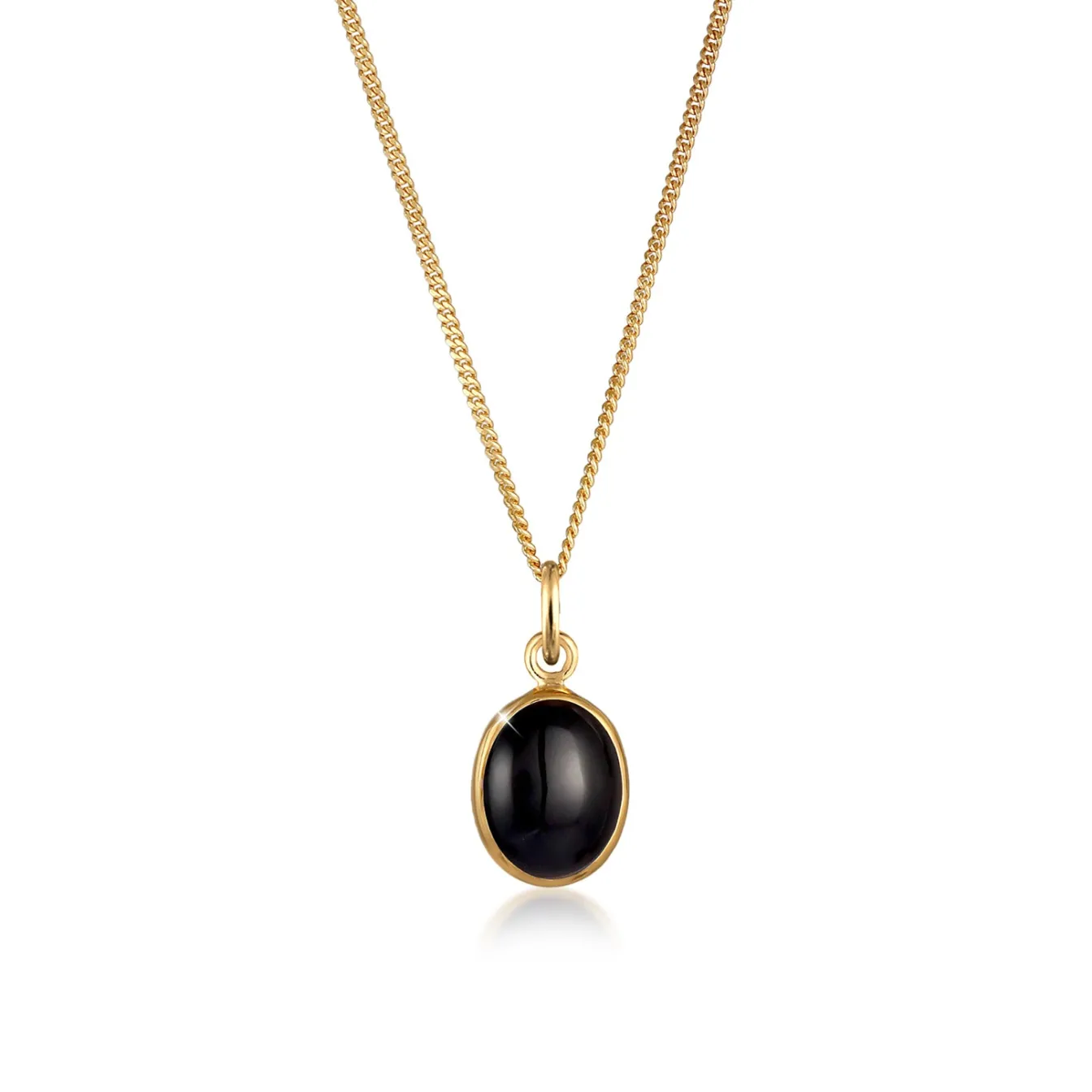 Elli "Halskette | Onyx (Schwarz)< Halsketten|Vergoldet