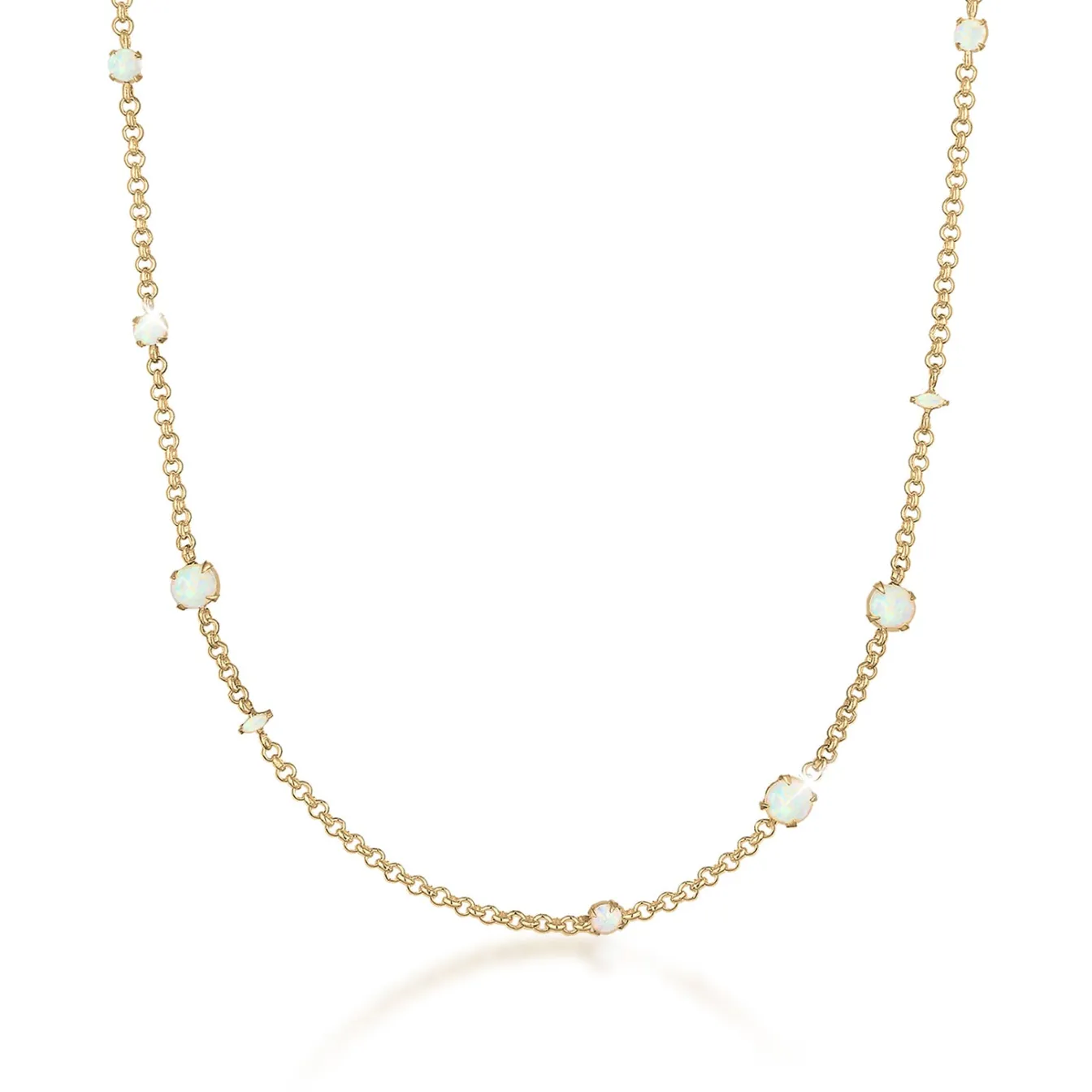 Elli "Halskette | Opal (Weiß)< Roségold|Halsketten