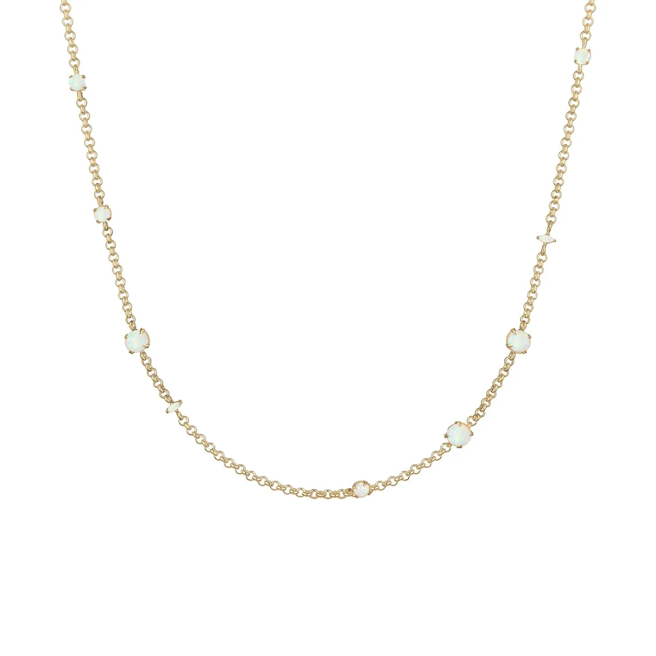 Elli "Halskette | Opal (Weiß)< Roségold|Halsketten