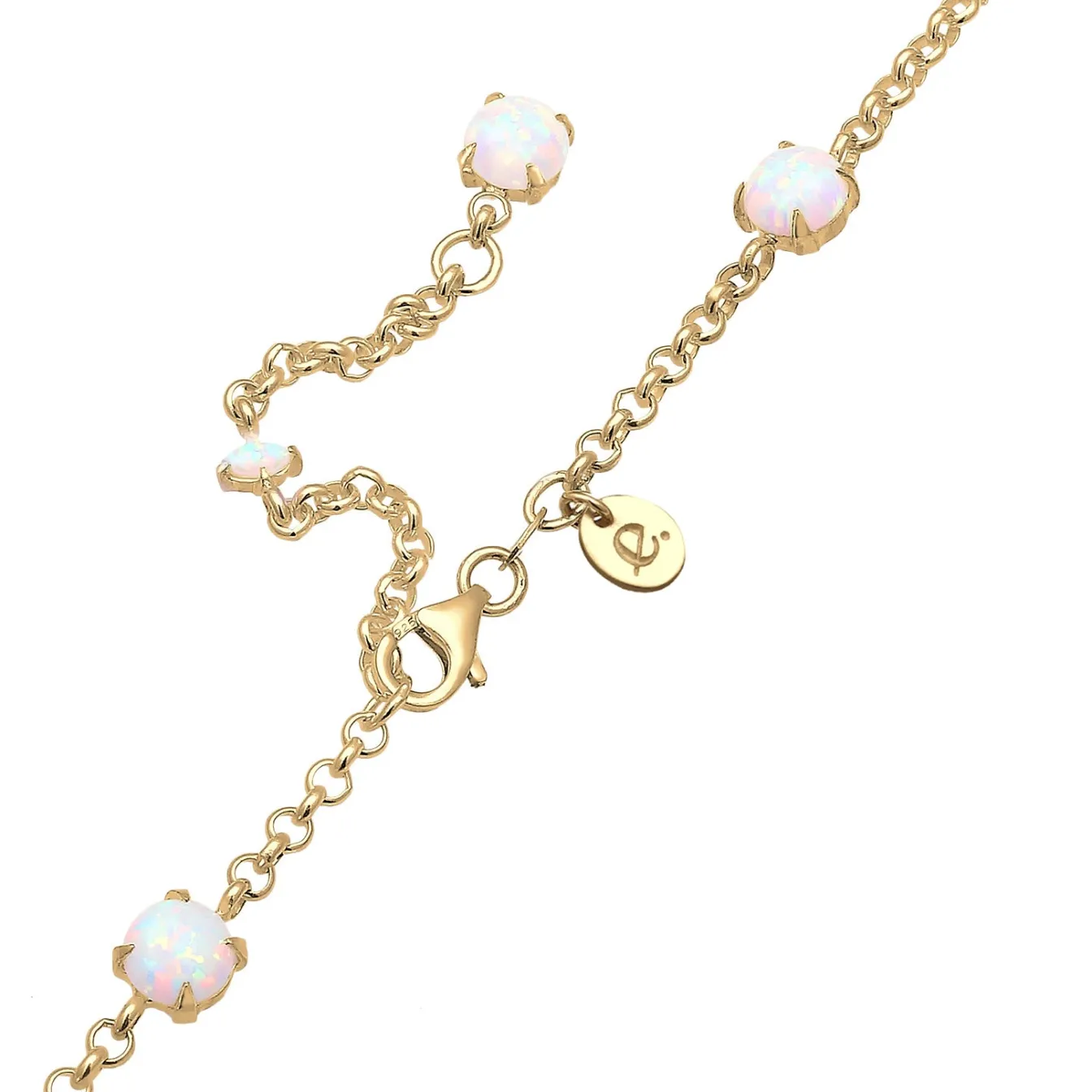 Elli "Halskette | Opal (Weiß)< Roségold|Halsketten