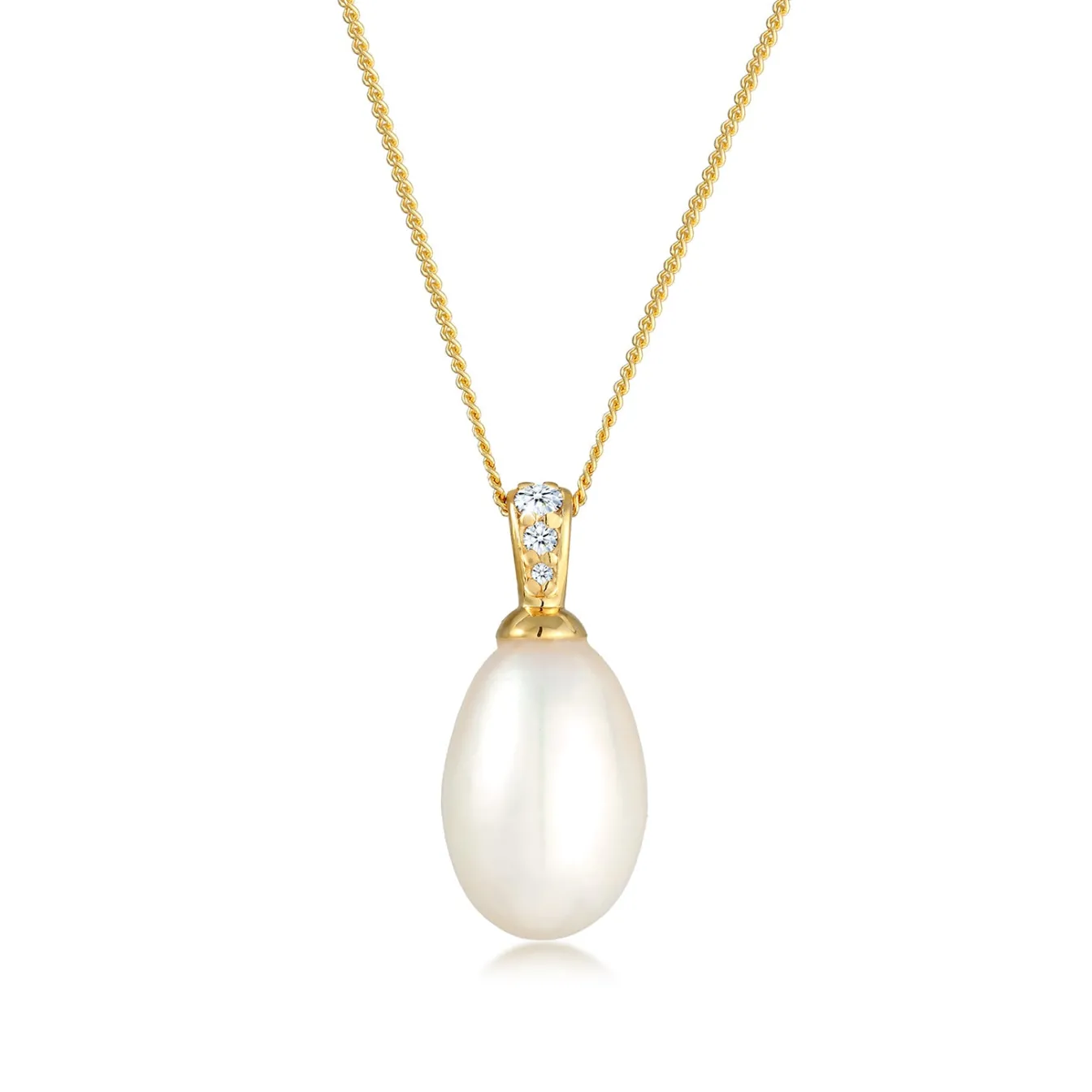 Elli "Halskette | Süßwasserperle, Diamant (, 0,05 ct)< Perlen|Halsketten