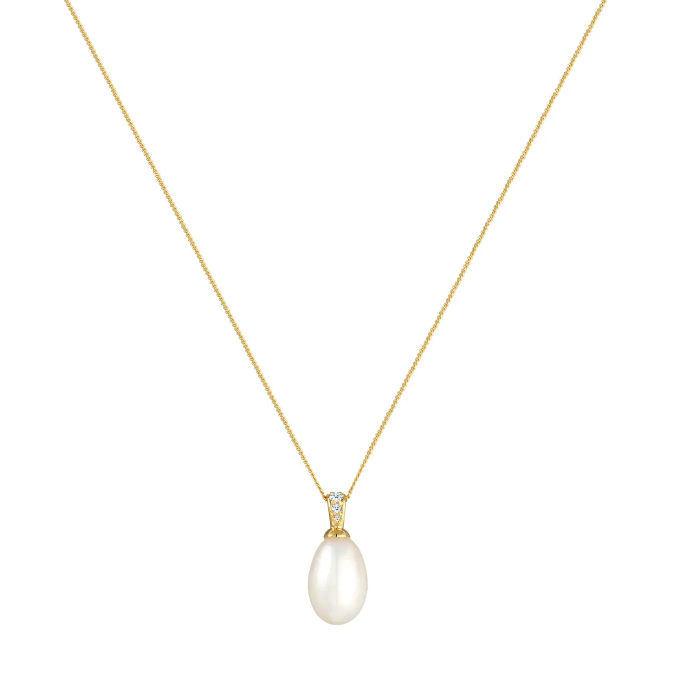 Elli "Halskette | Süßwasserperle, Diamant (, 0,05 ct)< Perlen|Halsketten