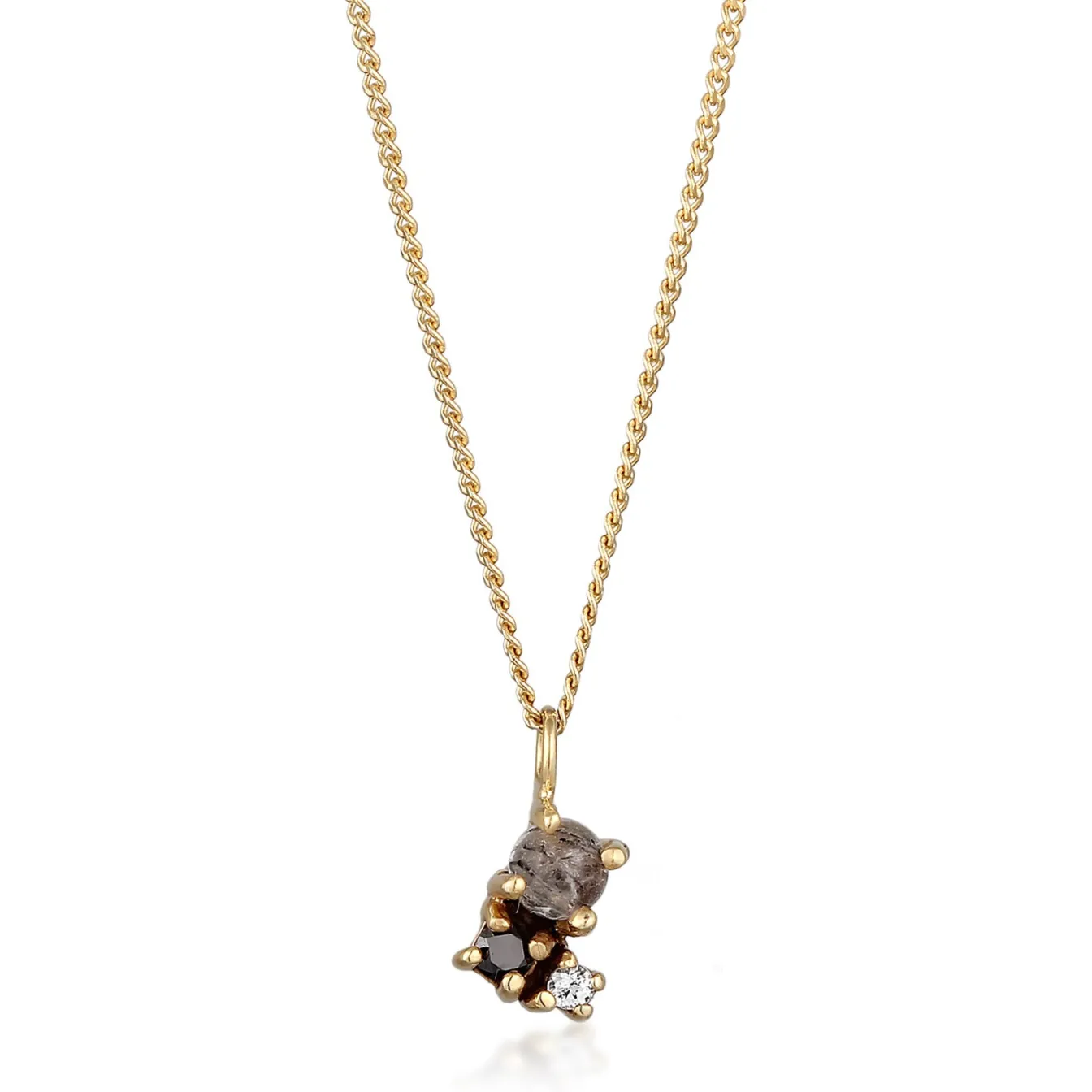 Elli "Halskette Anhänger | Quartz & Topas & Diamant (Schwarz, 0.006 ct)< Halsketten|Echtgold