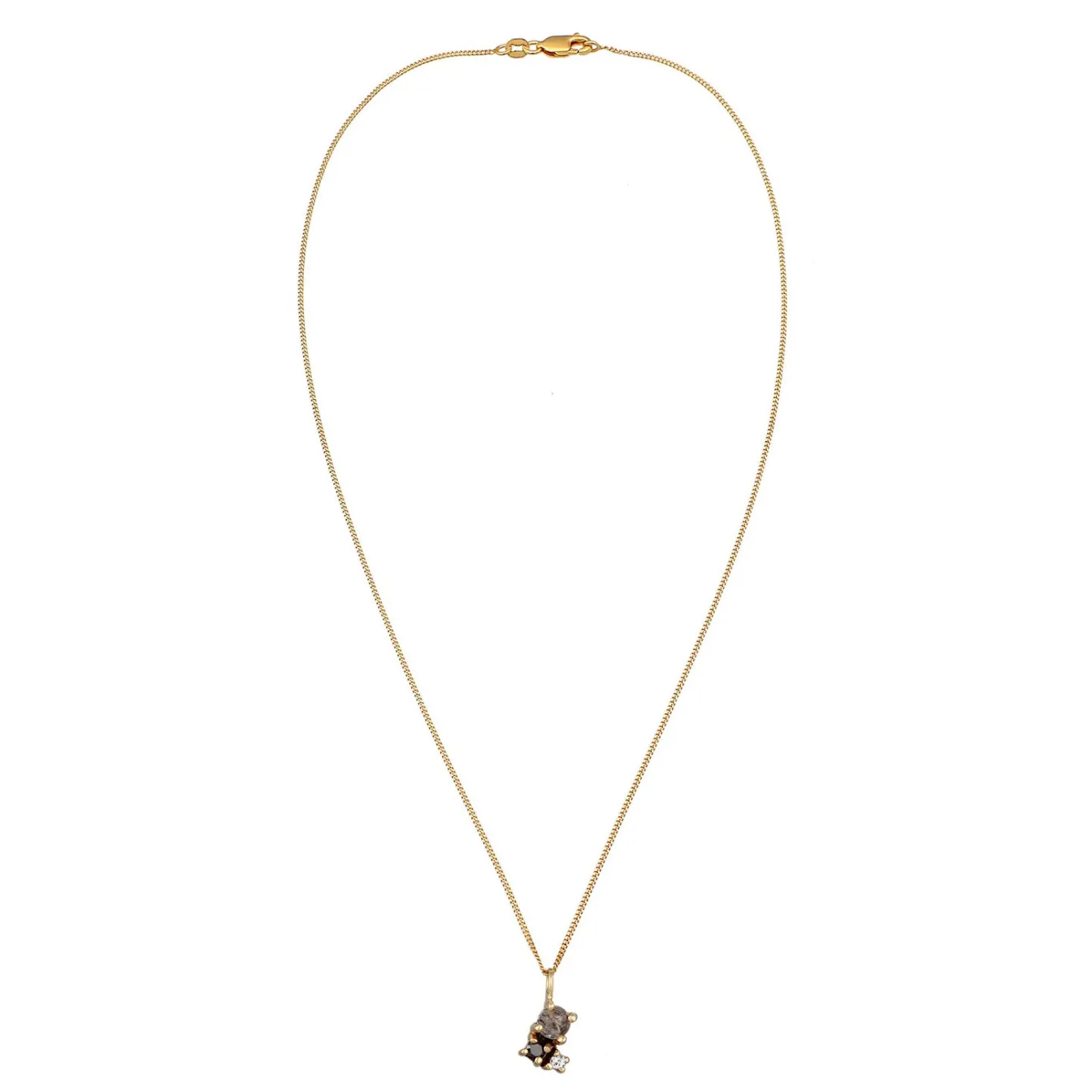 Elli "Halskette Anhänger | Quartz & Topas & Diamant (Schwarz, 0.006 ct)< Halsketten|Echtgold