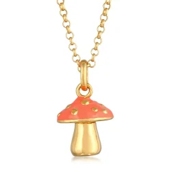 Elli "Halskette Anhänger Pilz | Emaille (Orange)< Symbol-schmuck|Halsketten