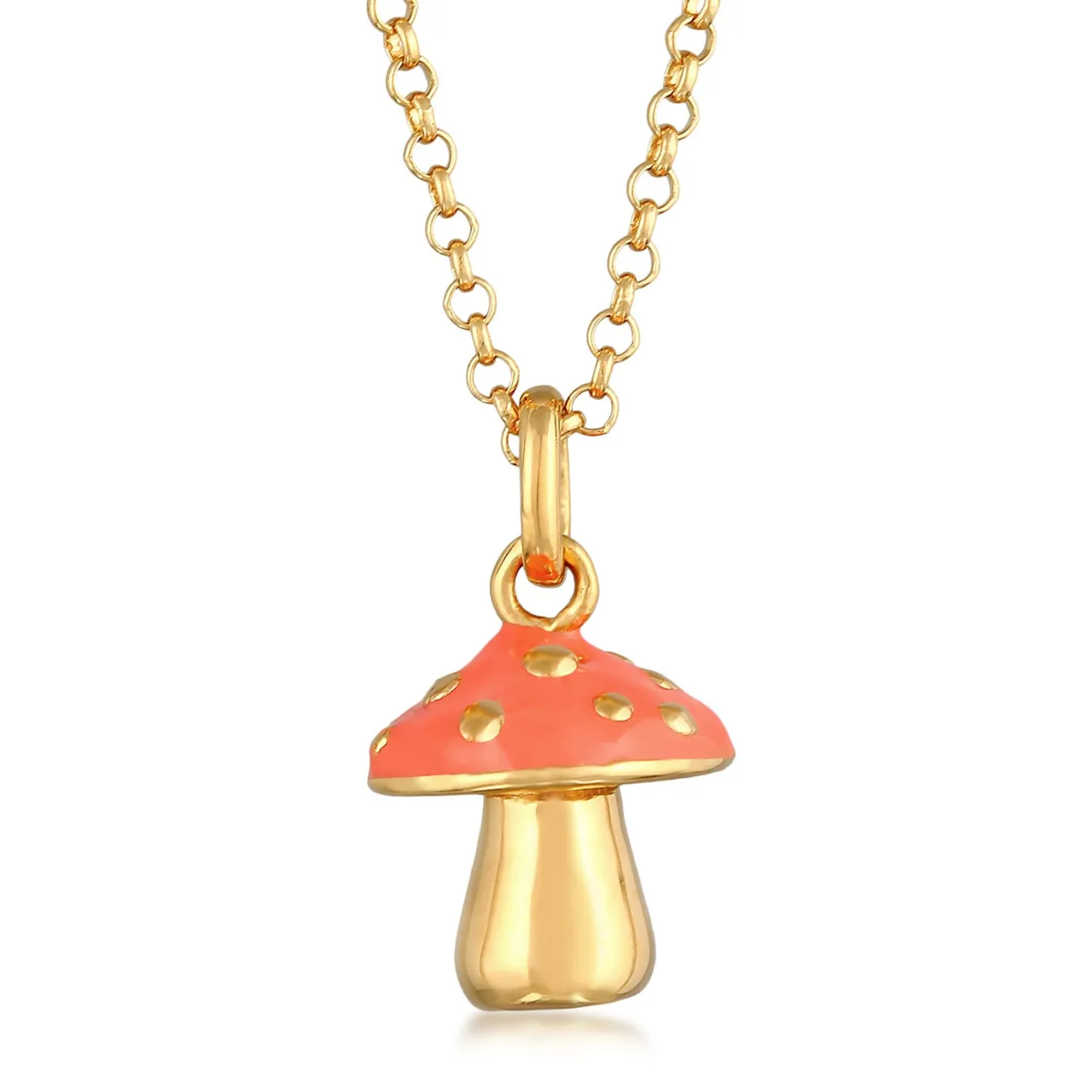 Elli "Halskette Anhänger Pilz | Emaille (Orange)< Symbol-schmuck|Halsketten