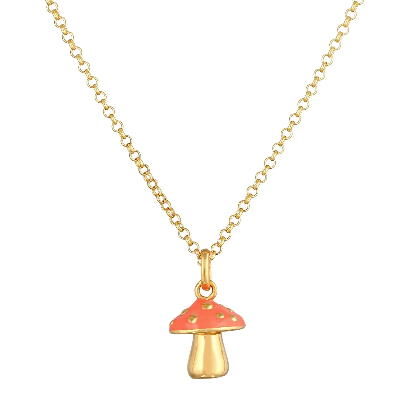 Elli "Halskette Anhänger Pilz | Emaille (Orange)< Symbol-schmuck|Halsketten
