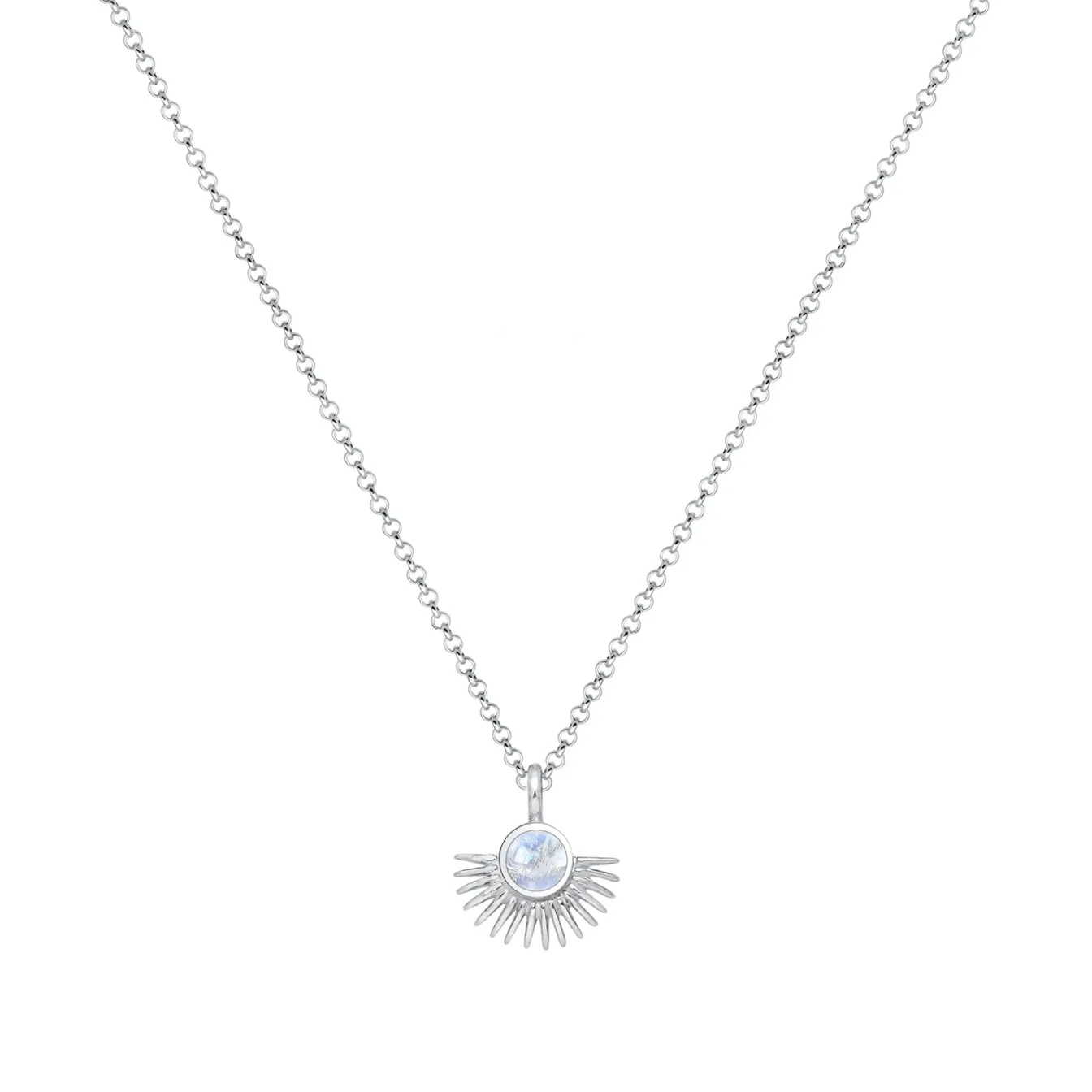 Elli "Halskette Astro | Mondstein (Weiß)< Silber|Symbol-schmuck